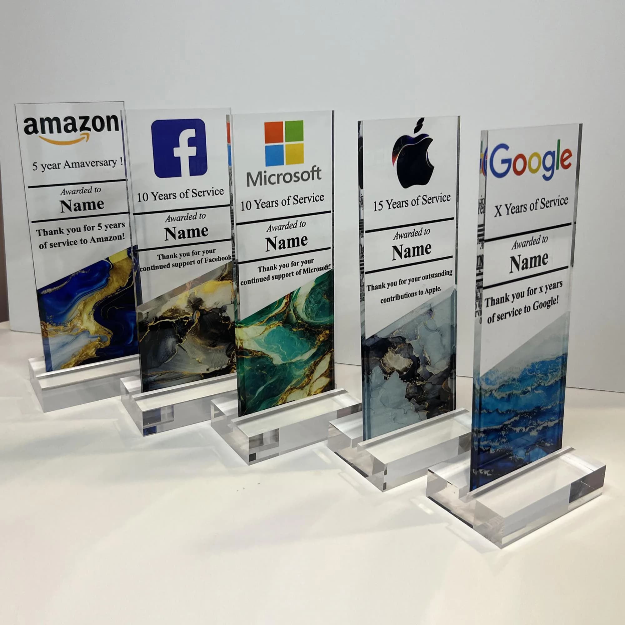 Personalized Acrylic Trophy - Custom Engraved Award for Corporate or Company Anniversary Ceremony