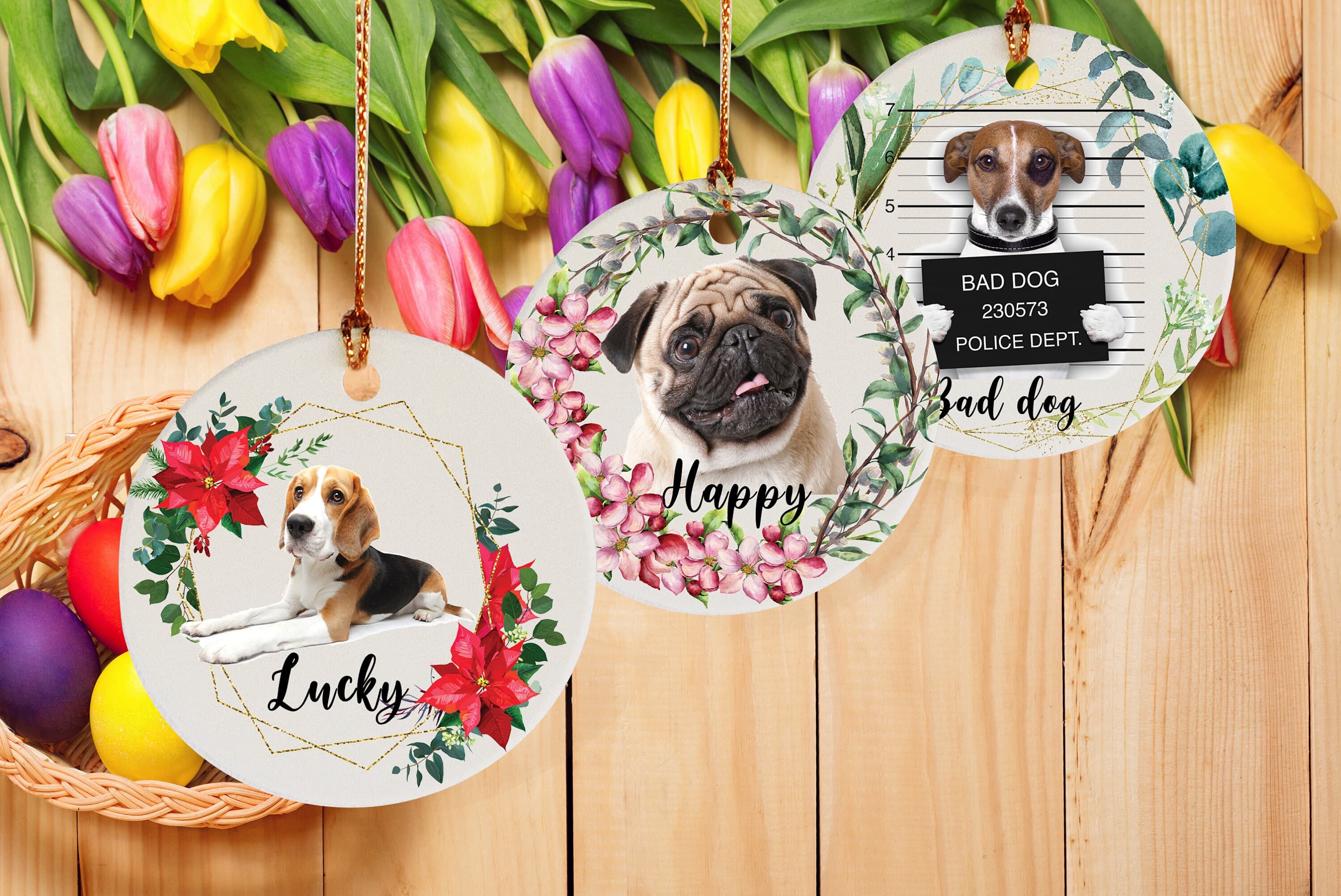 Personalized Pet Ornament with Photo, Custom Dog Ornament, Dog Photo Name Gift, Doodle Ornament, Custom Pet Christmas Ornament