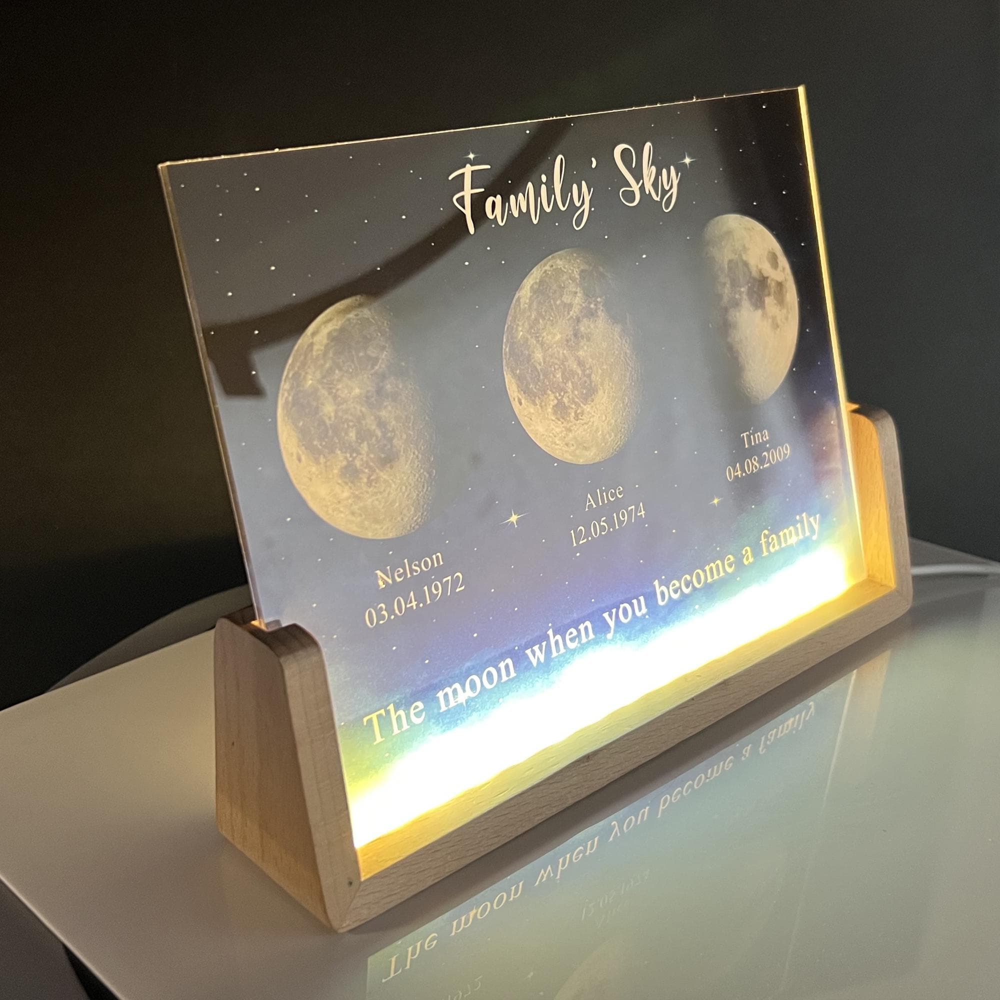 Personalized Moons Phase Night Light with Kids Names - Custom LED Lamp by Date, Mother’s Day Gift for Mom, Grandma & Mama, Family Keepsake - image 5