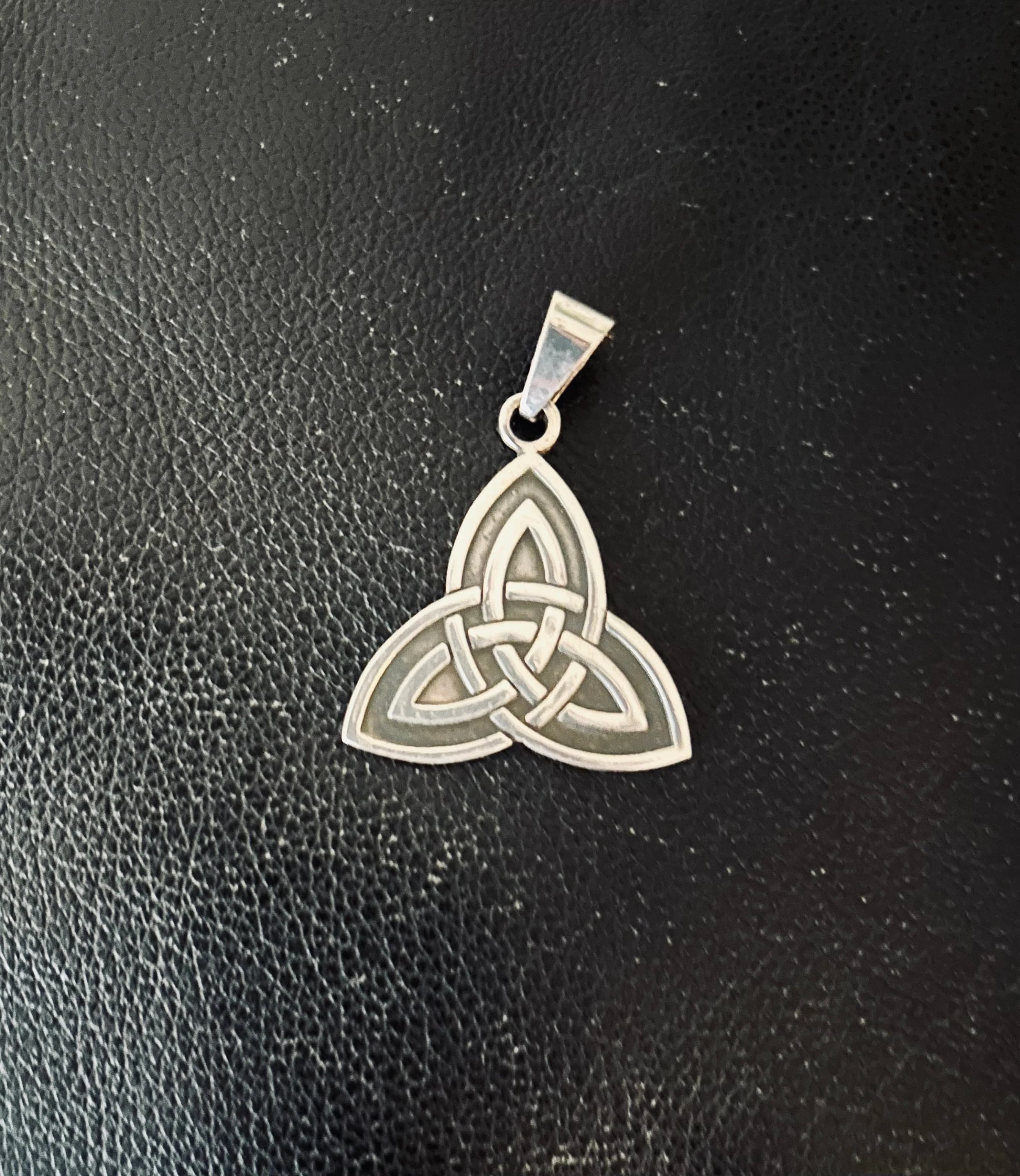 Vintage Chunky Sterling Silver Celtic Knot Pendant:  Triskelion Triquetra Necklace