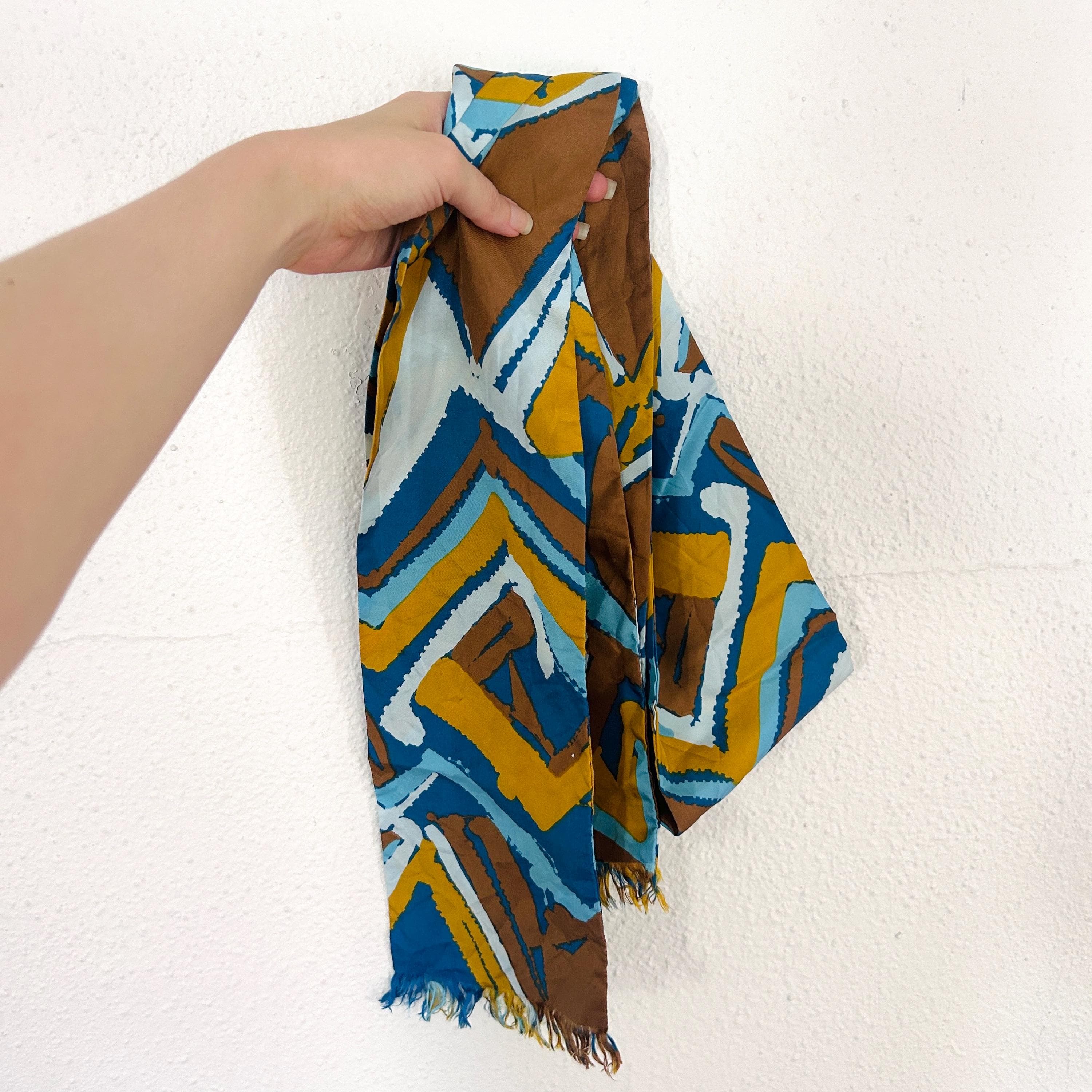 Vintage 60s mod headscarf long skinny geometric - image 4