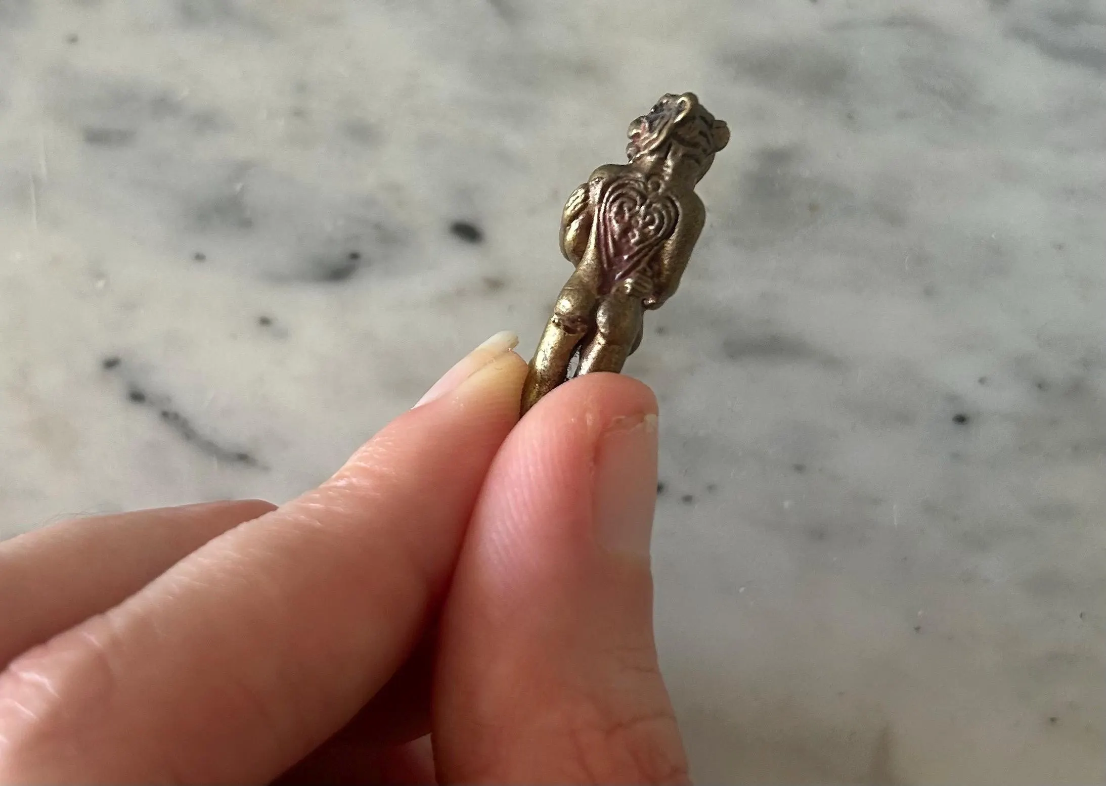 Brass Tantric Amulet: Lion-Headed Pocket Sculpture - image 4