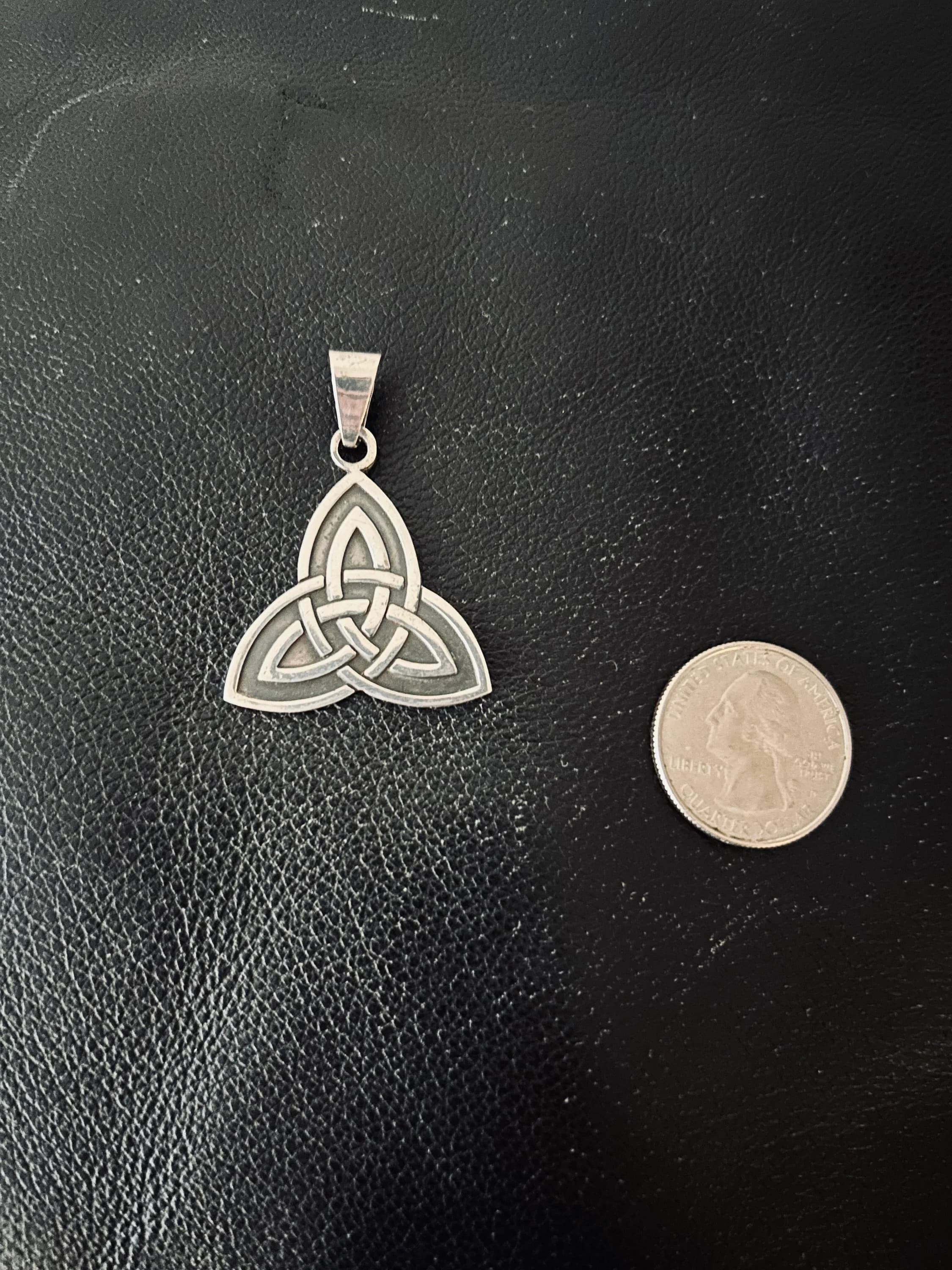 Vintage Chunky Sterling Silver Celtic Knot Pendant:  Triskelion Triquetra Necklace - image 3