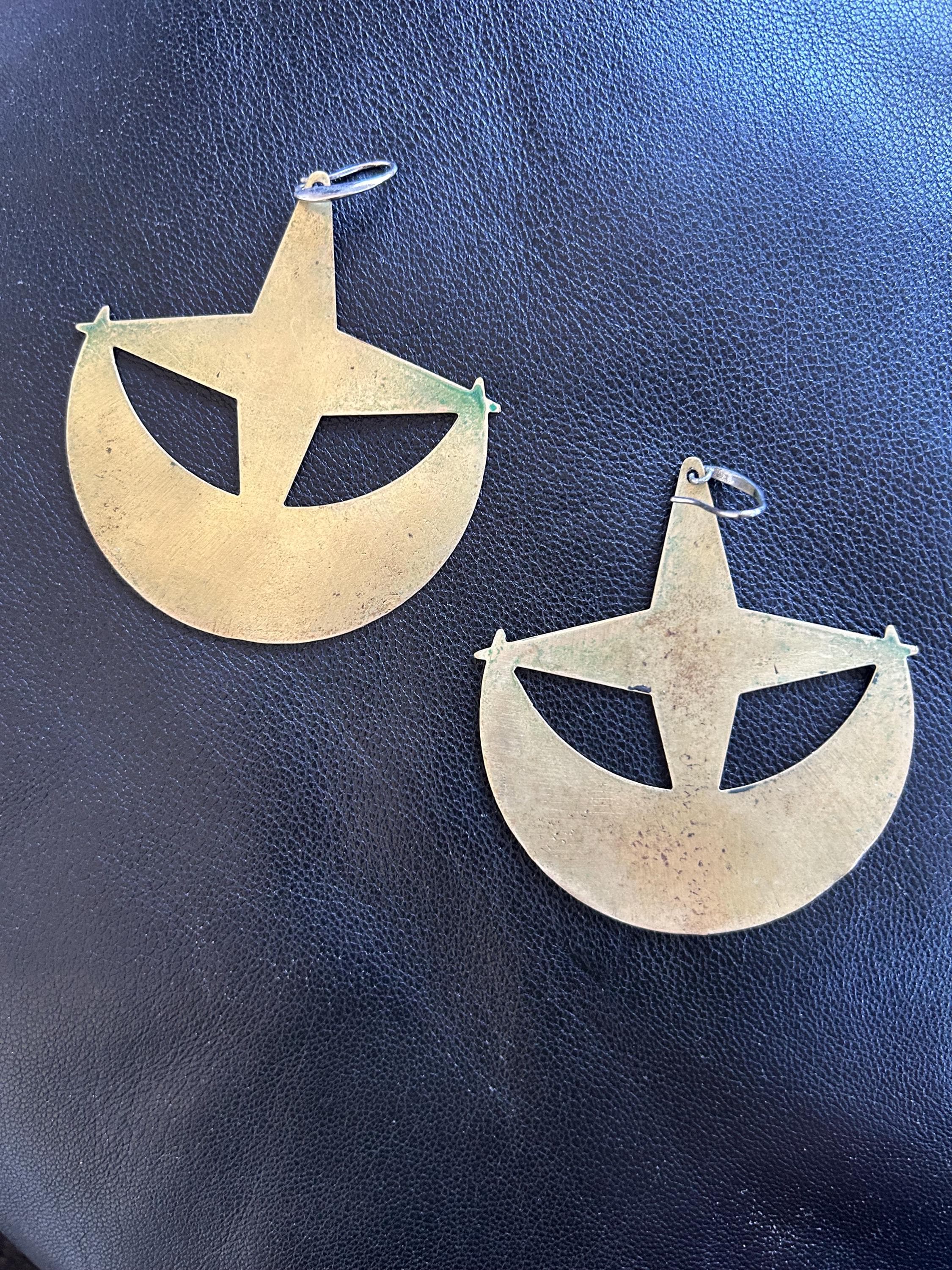 Handmade Brass Evil Eye Earrings: Vintage Celestial Witchcraft Jewelry - image 3