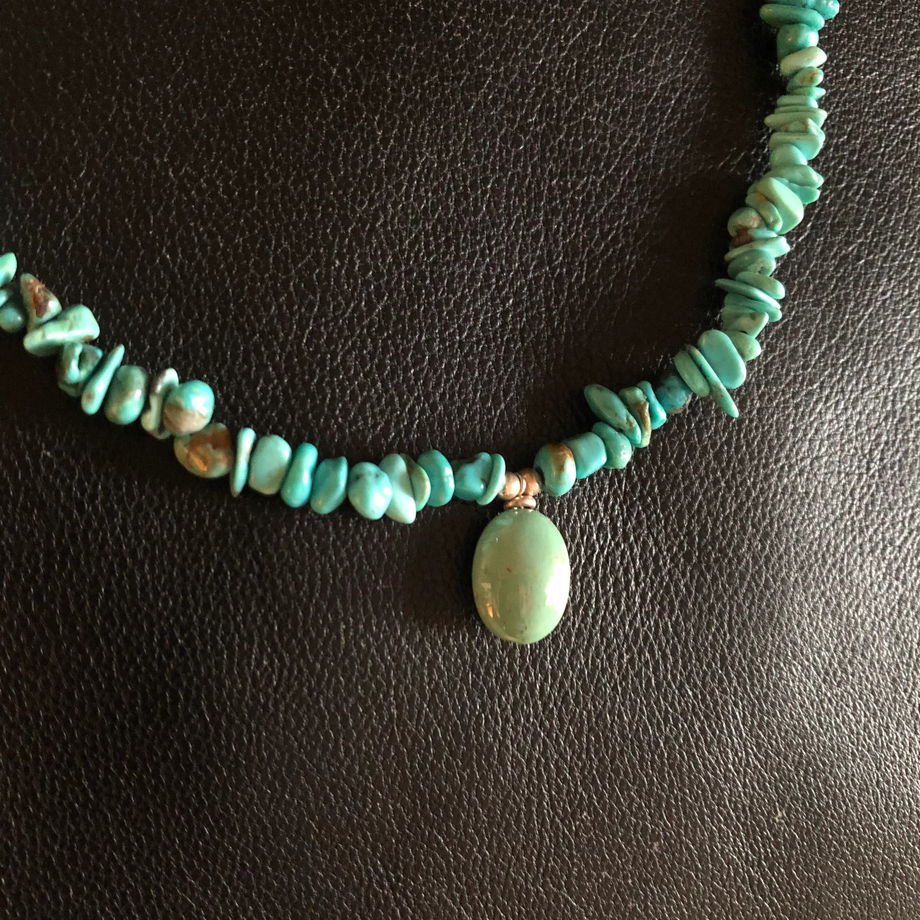Vintage Y2K turquoise beaded pendant natural necklace - image 4