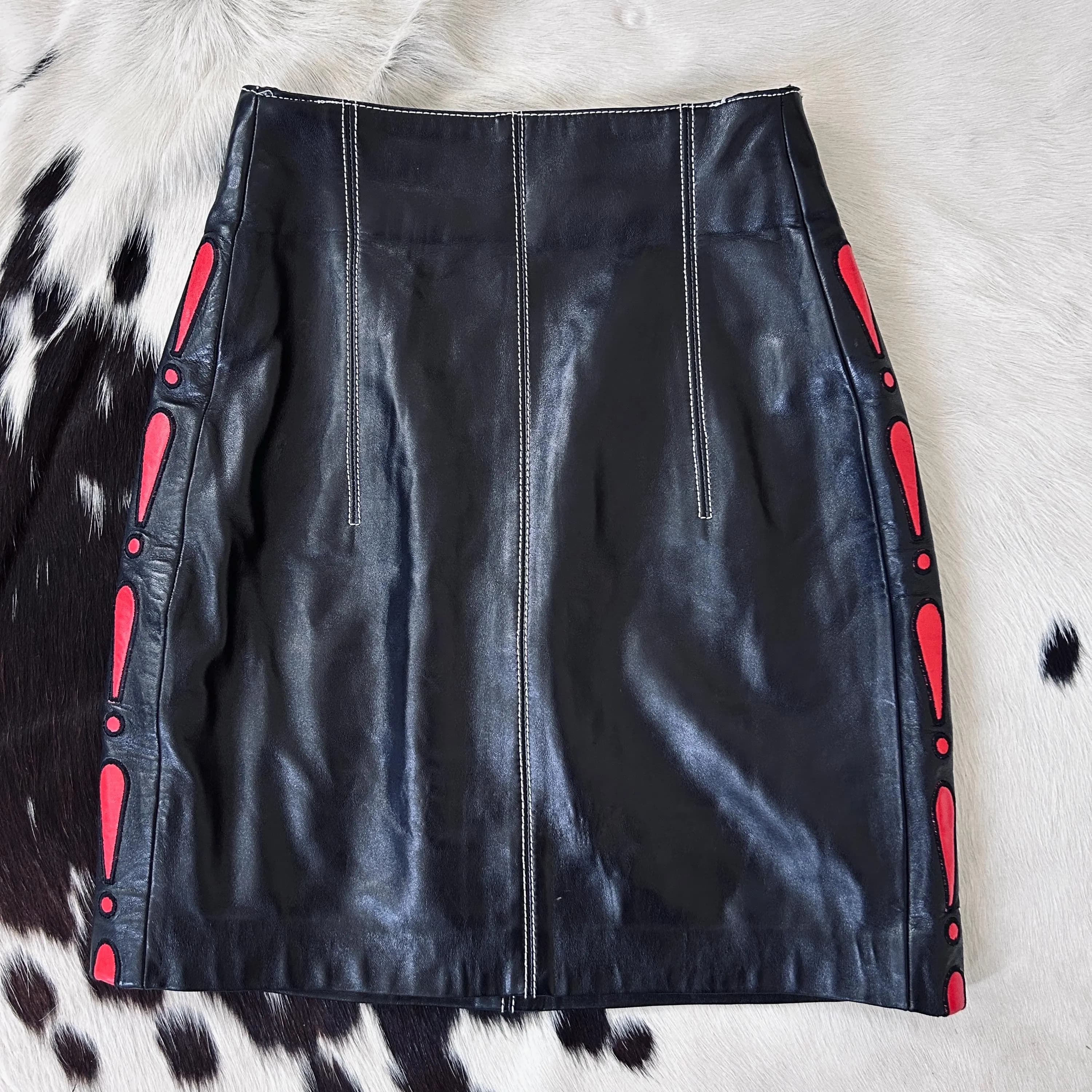 Designer 90s Escada genuine leather mini skirt