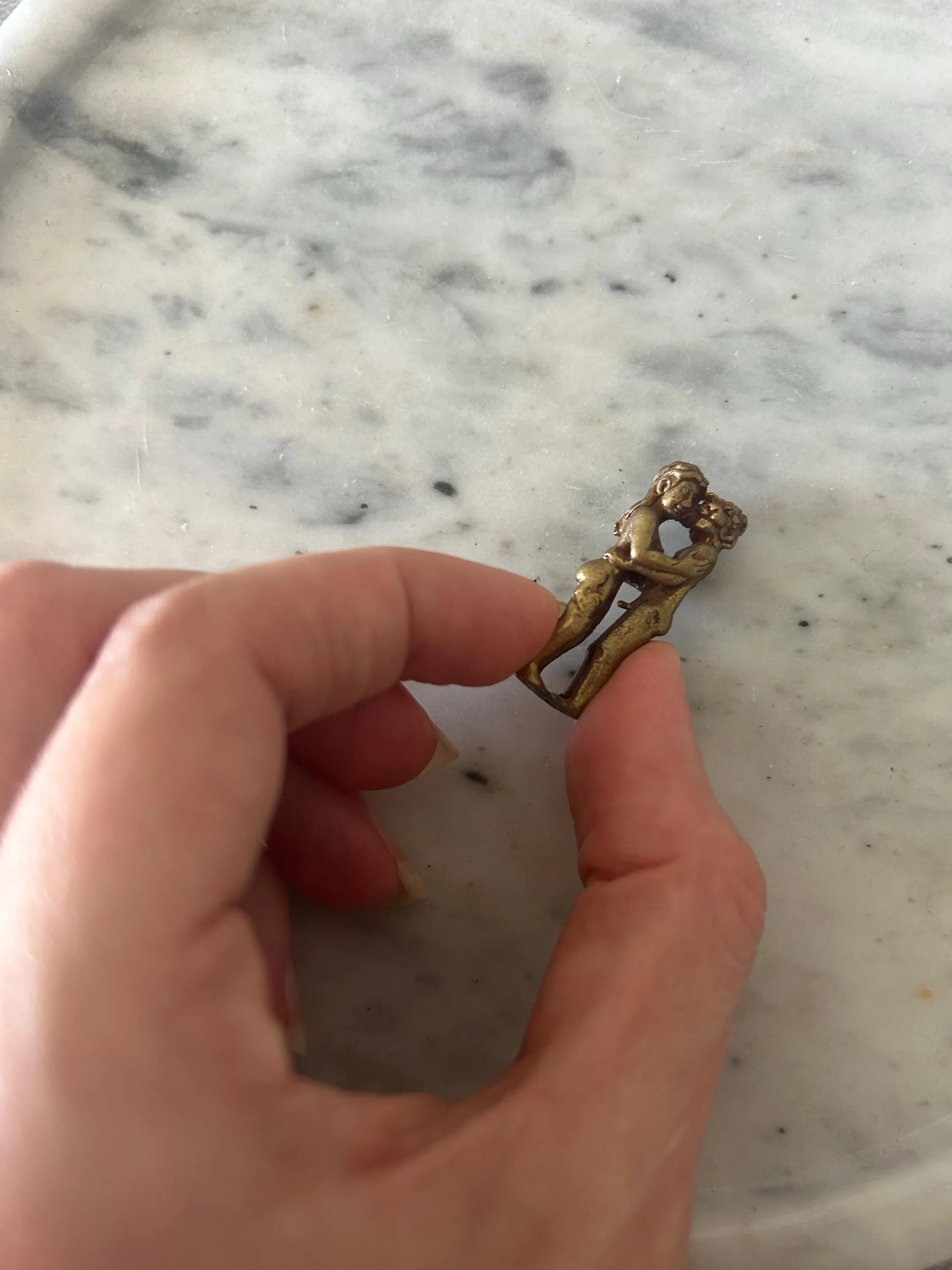 Brass Tantric Amulet: Lion-Headed Pocket Sculpture - image 3