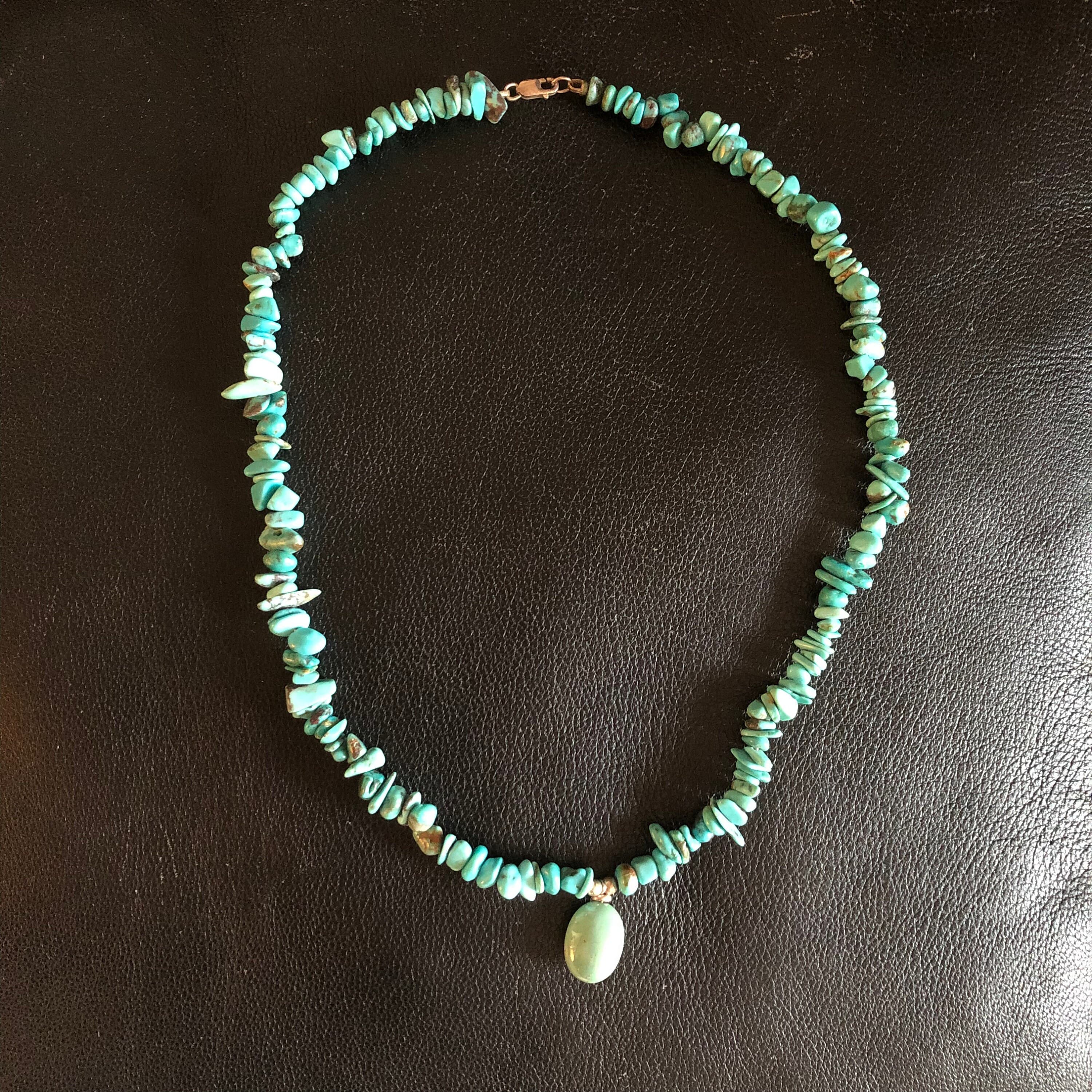 Vintage Y2K turquoise beaded pendant natural necklace - image 2