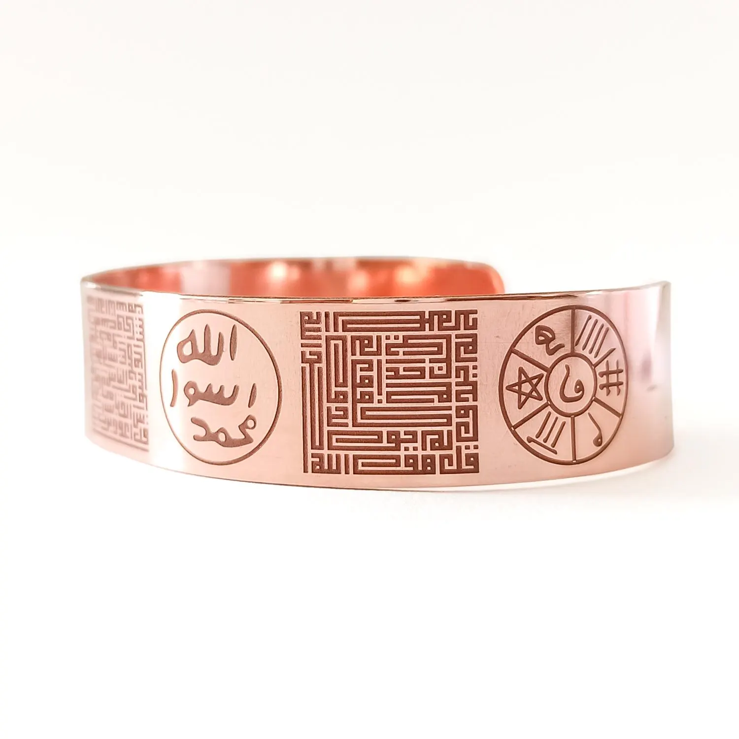 Side view of adjustable pure copper cuff bracelet