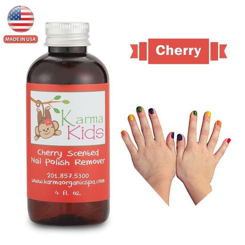 Karma Organic's Natural Kids Nail Polish Remover Cherry Scented Non Toxic Vegan, Cruelty Free Your Love choice Nails Strengthener – 4 fl.Oz.