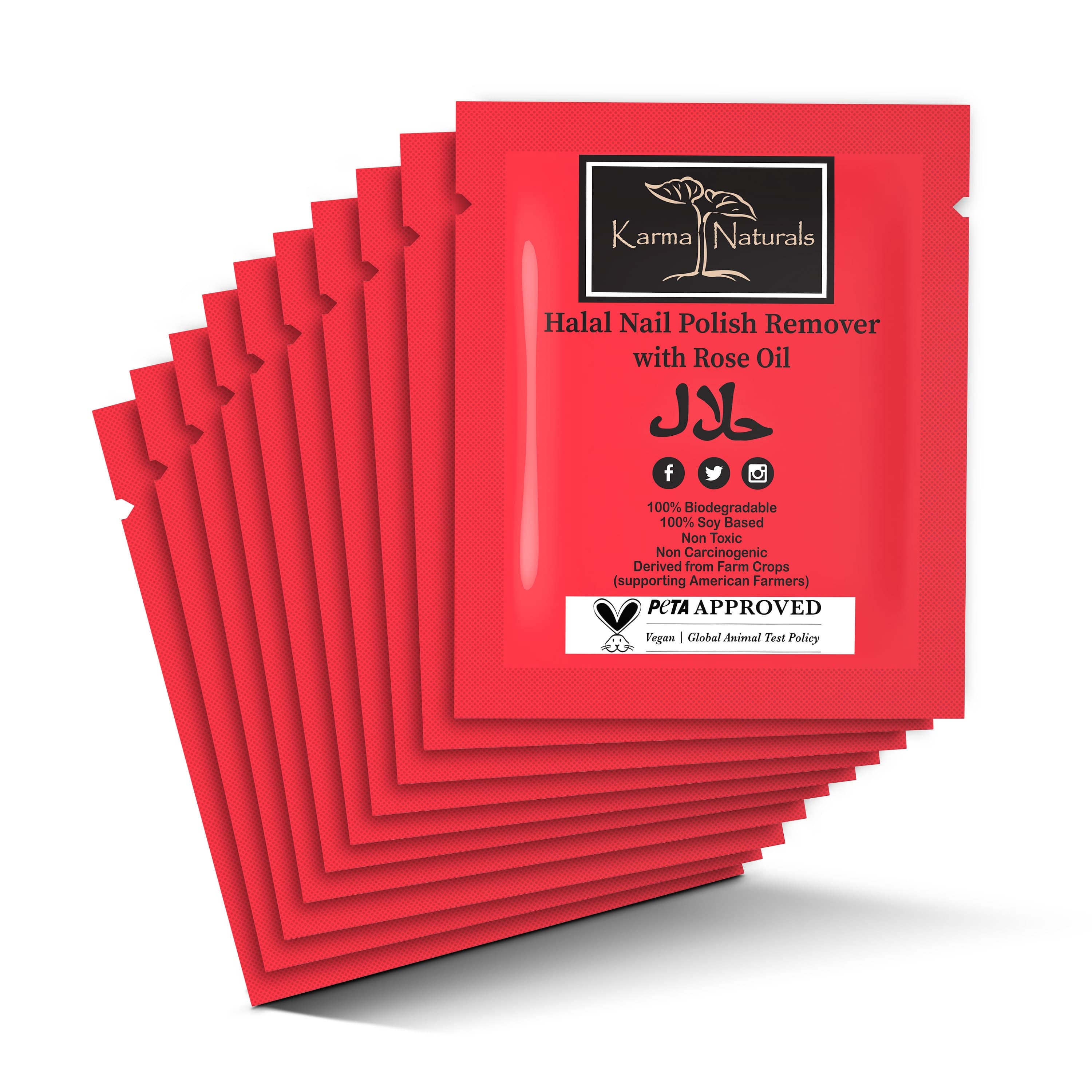 Karma Halal Nail Polish Remover Wipes with Rose Oil (Pack of 10) - image 4