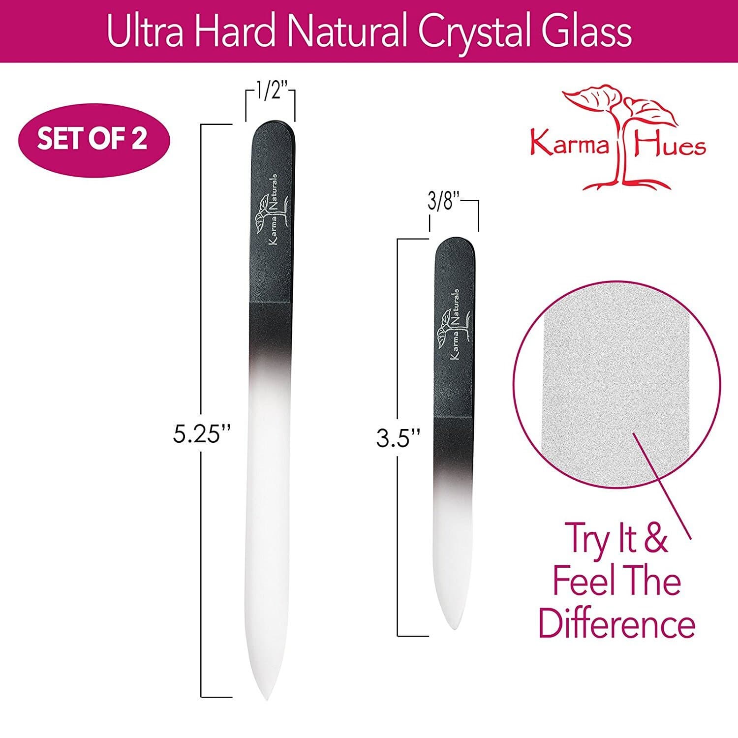 Karma Organic Double Sided Glass Nail Pedicure File Set of 2 with Velvet Pouches - image 5