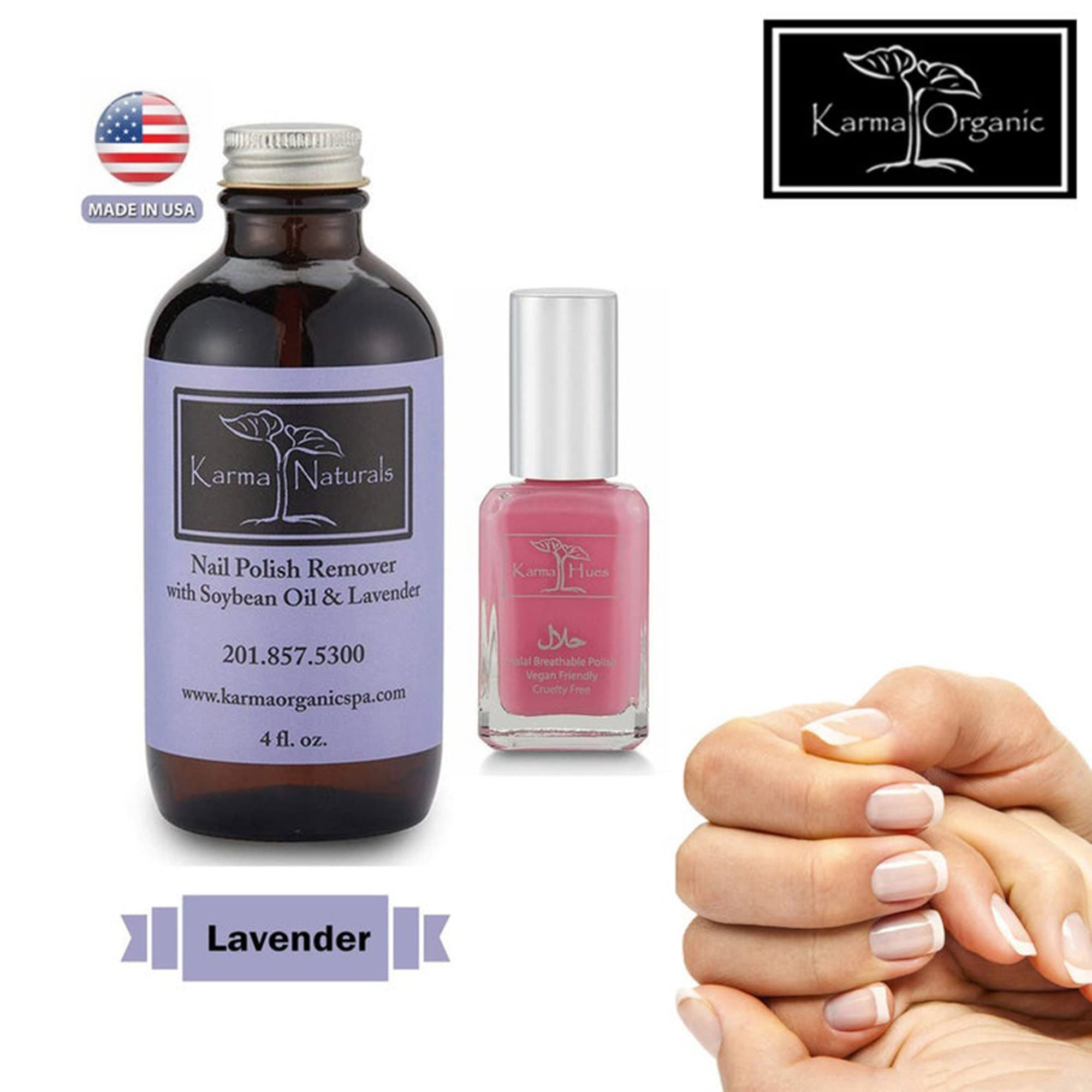 Karma Organic Natural Soybean Lavender Nail Polish Remover Non Toxic, Vegan, Cruelty, Acetone free Nails Strengthener for Fingernails 4flOz - image 4