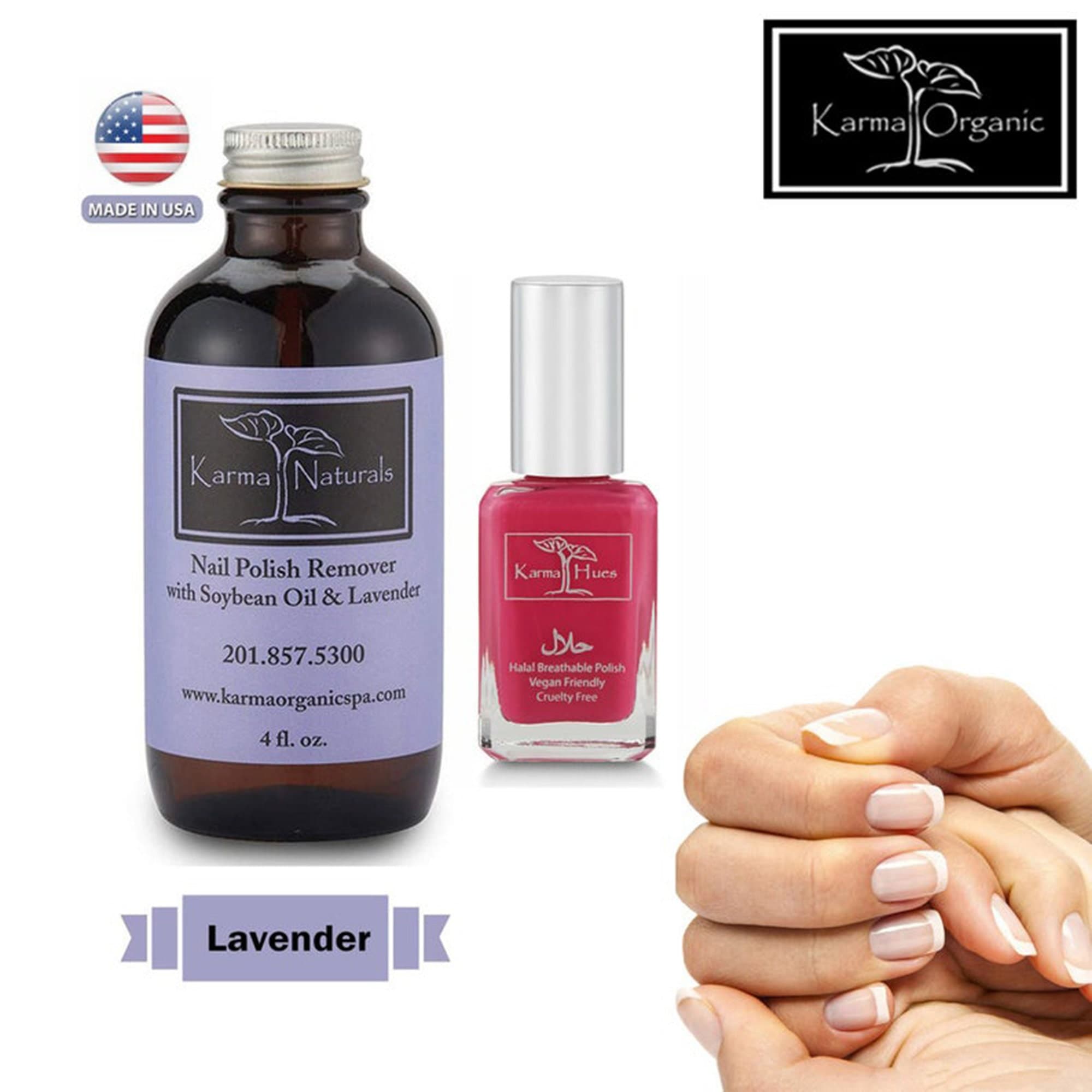Karma Organic Natural Soybean Lavender Nail Polish Remover Non Toxic, Vegan, Cruelty, Acetone free Nails Strengthener for Fingernails 4flOz - image 5