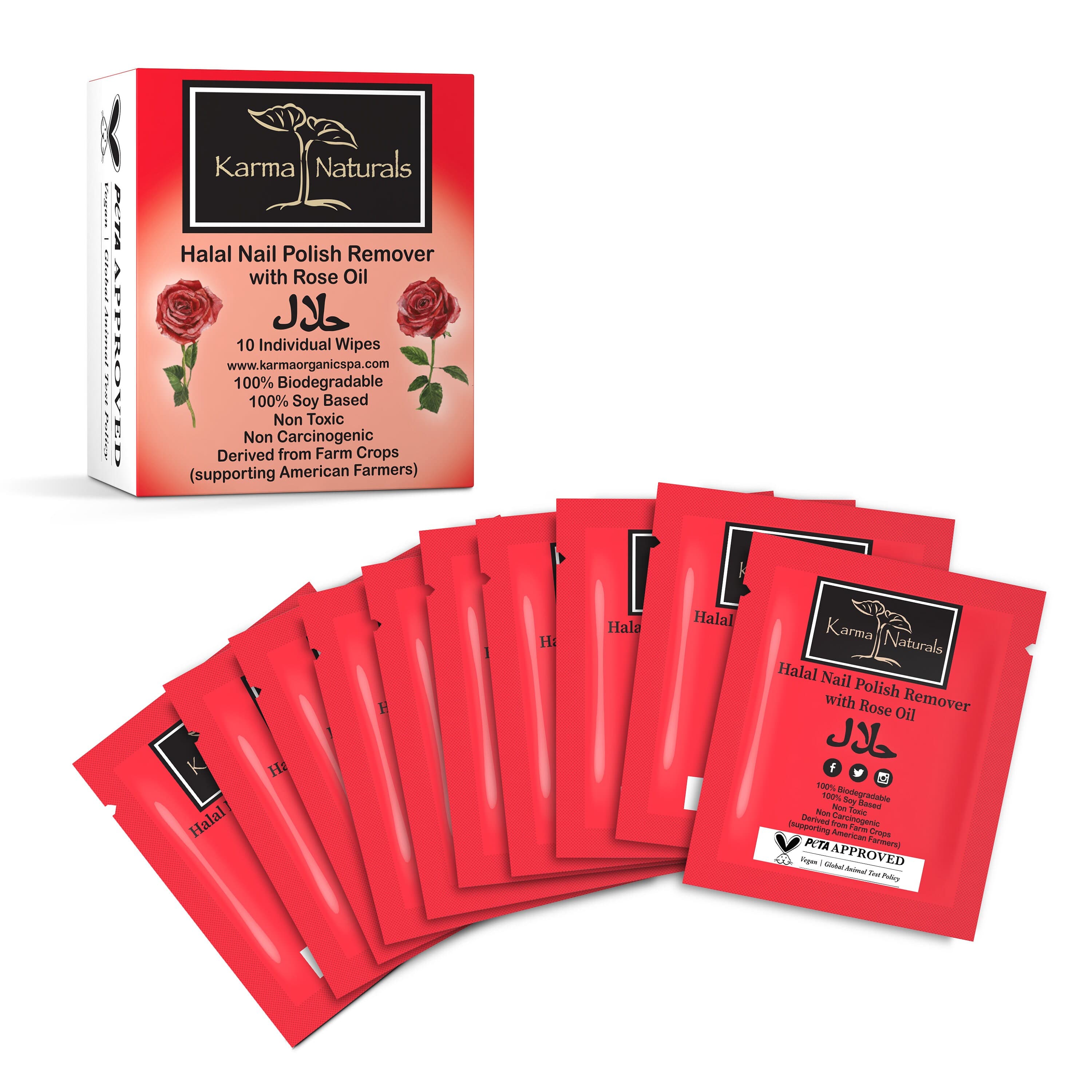 Karma Halal Nail Polish Remover Wipes with Rose Oil (Pack of 10) - image 3