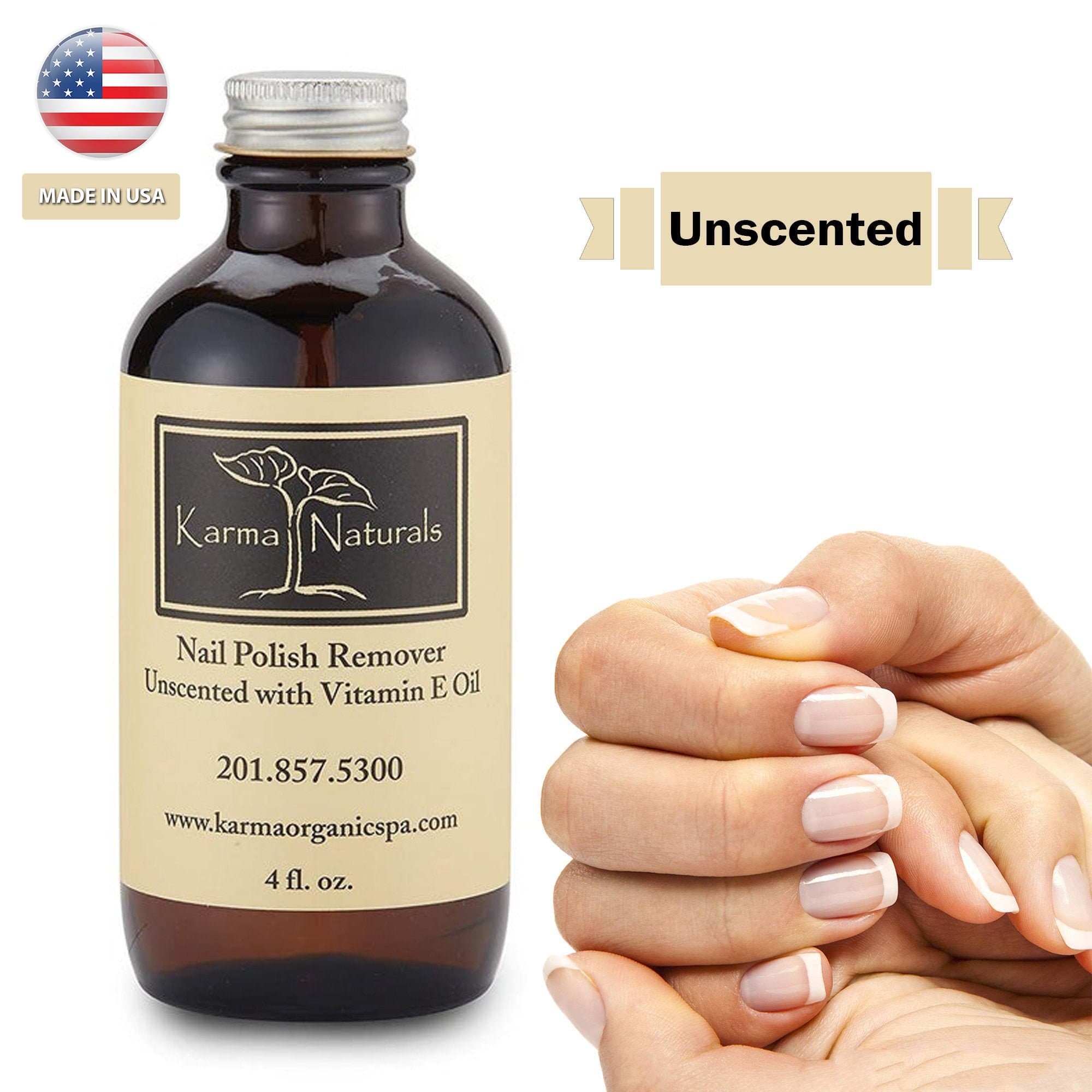 Natural Nail Polish Remover – Unscented, Vegan, Strengthener (4 fl. Oz)