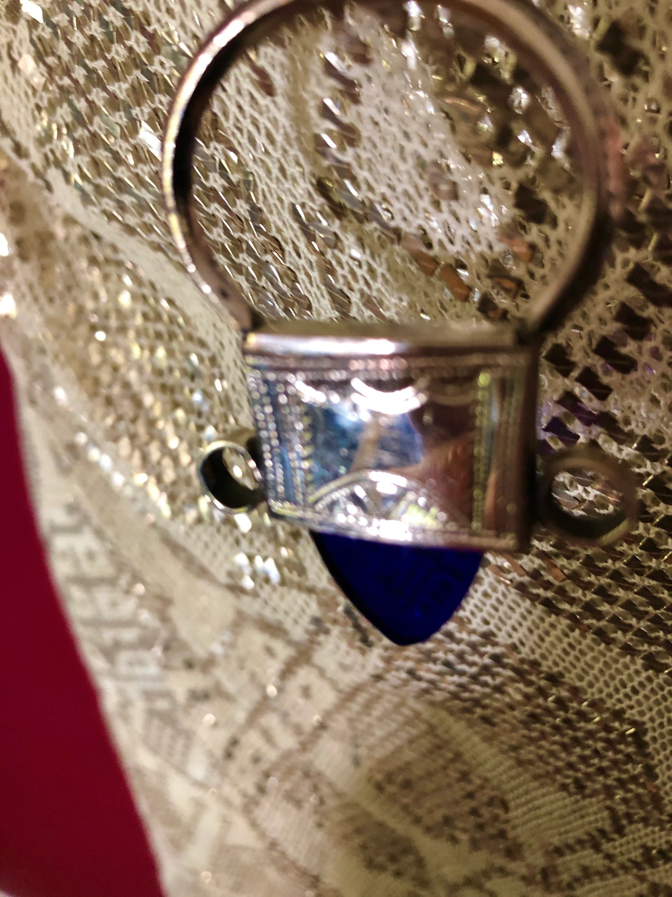 Large Blue Ingal Tuareg Silver Necklace Hand engraved on leather braided rope   with MATCHING earrings  Amazigh - image 4