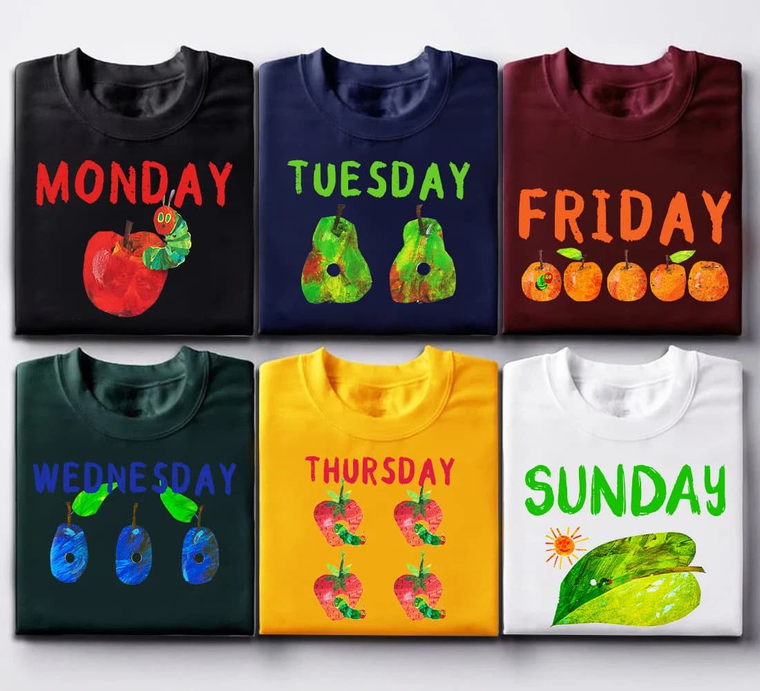 Very Hungry Caterpillar Sweatshirt, Custom Shirt, Very Hungry Caterpillar Fruits, Bookish Shirts, Caterpillar Tee, Book Lover Gift