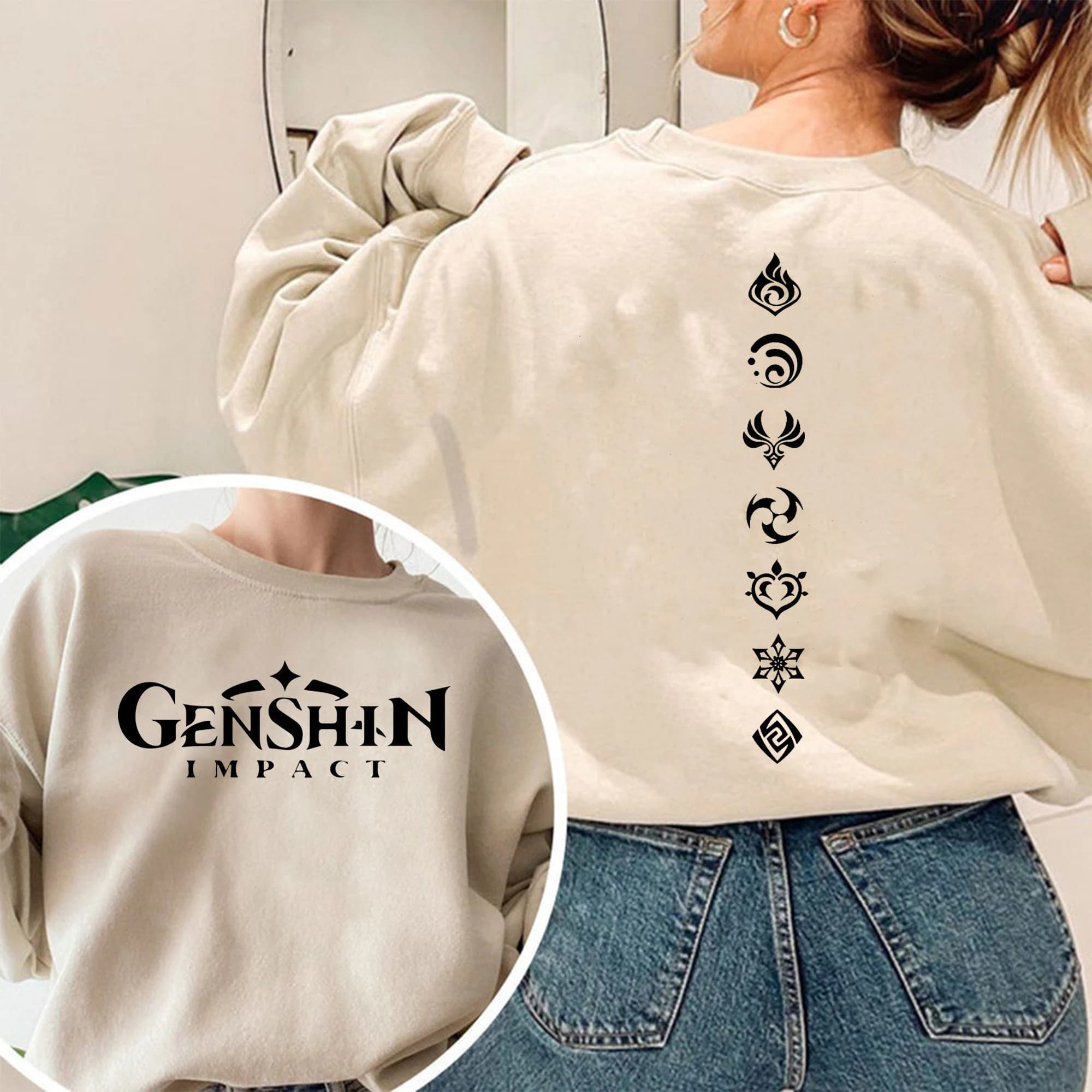 Element Shirt, Genshin Merch, Genshin Sweatshirt, Gift For Gamer, Anime Streetwear, Unisex Clothing - image 2