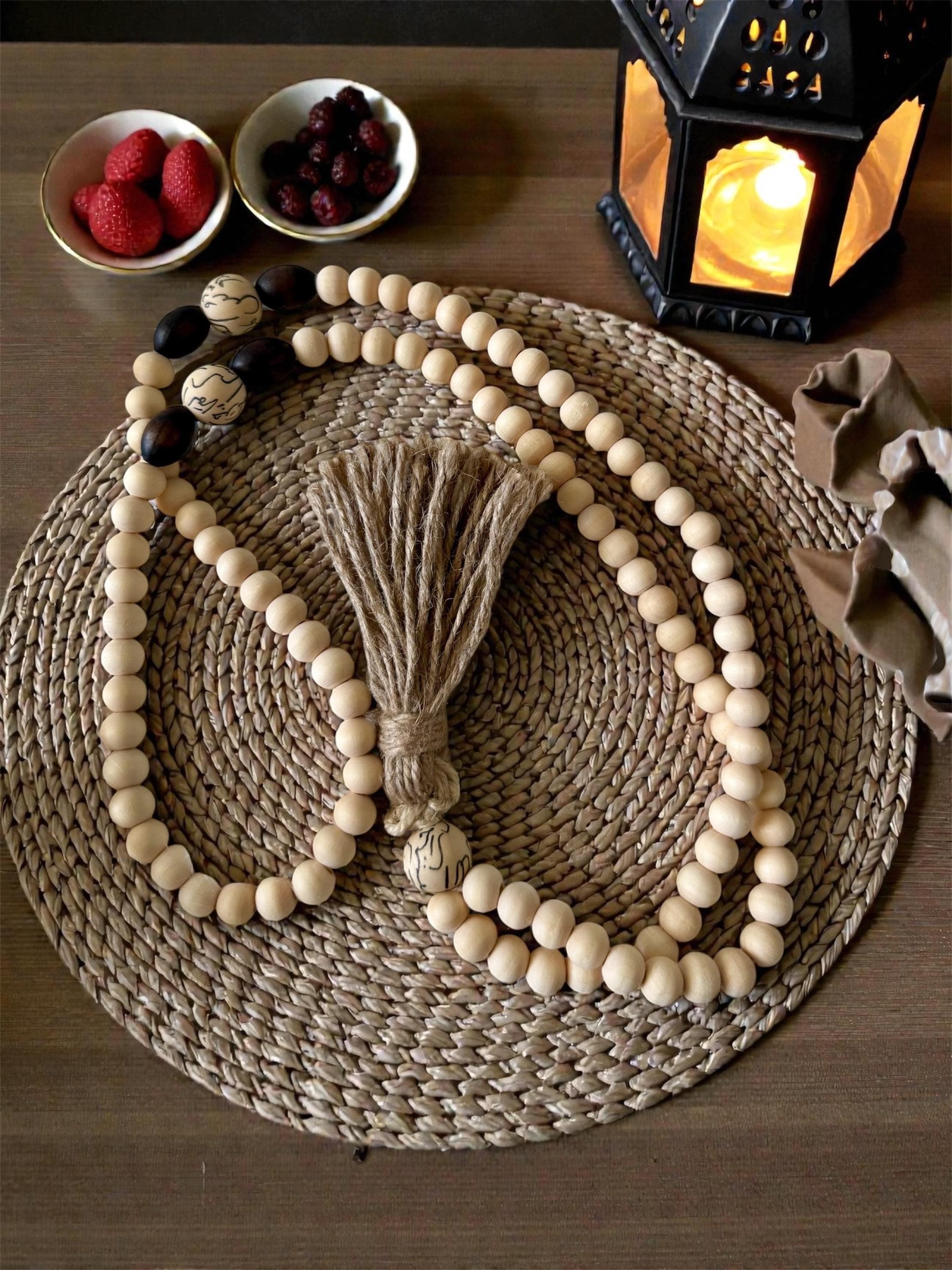 Handmade Wooden Tasbih, Islamic Prayer Beads with Calligraphy - image 3