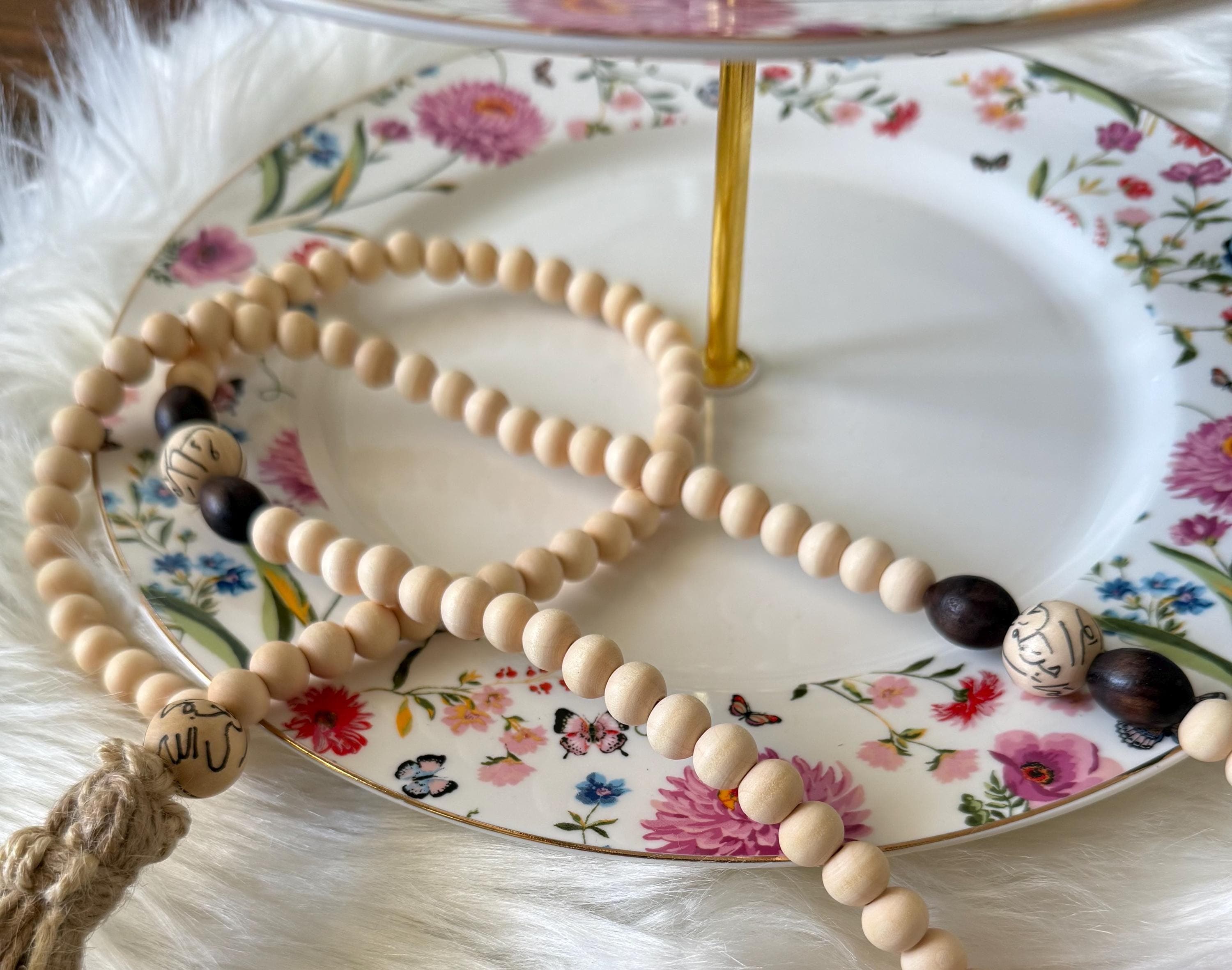Handmade Wooden Tasbih, Islamic Prayer Beads with Calligraphy - image 5