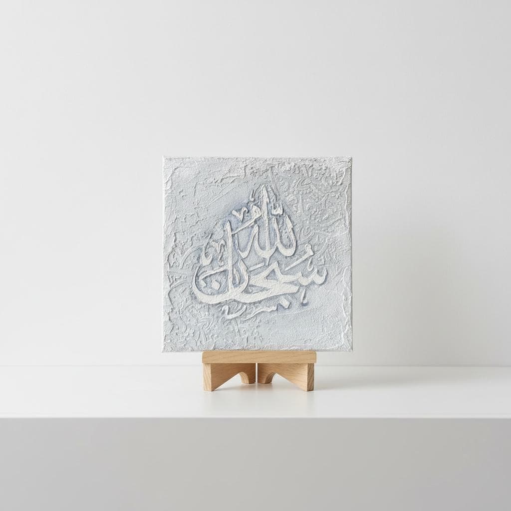 SubhanAllah Islamic Wall Art | Textured Arabic Calligraphy Canvas, Neutral Modern Islamic Decor - image 4