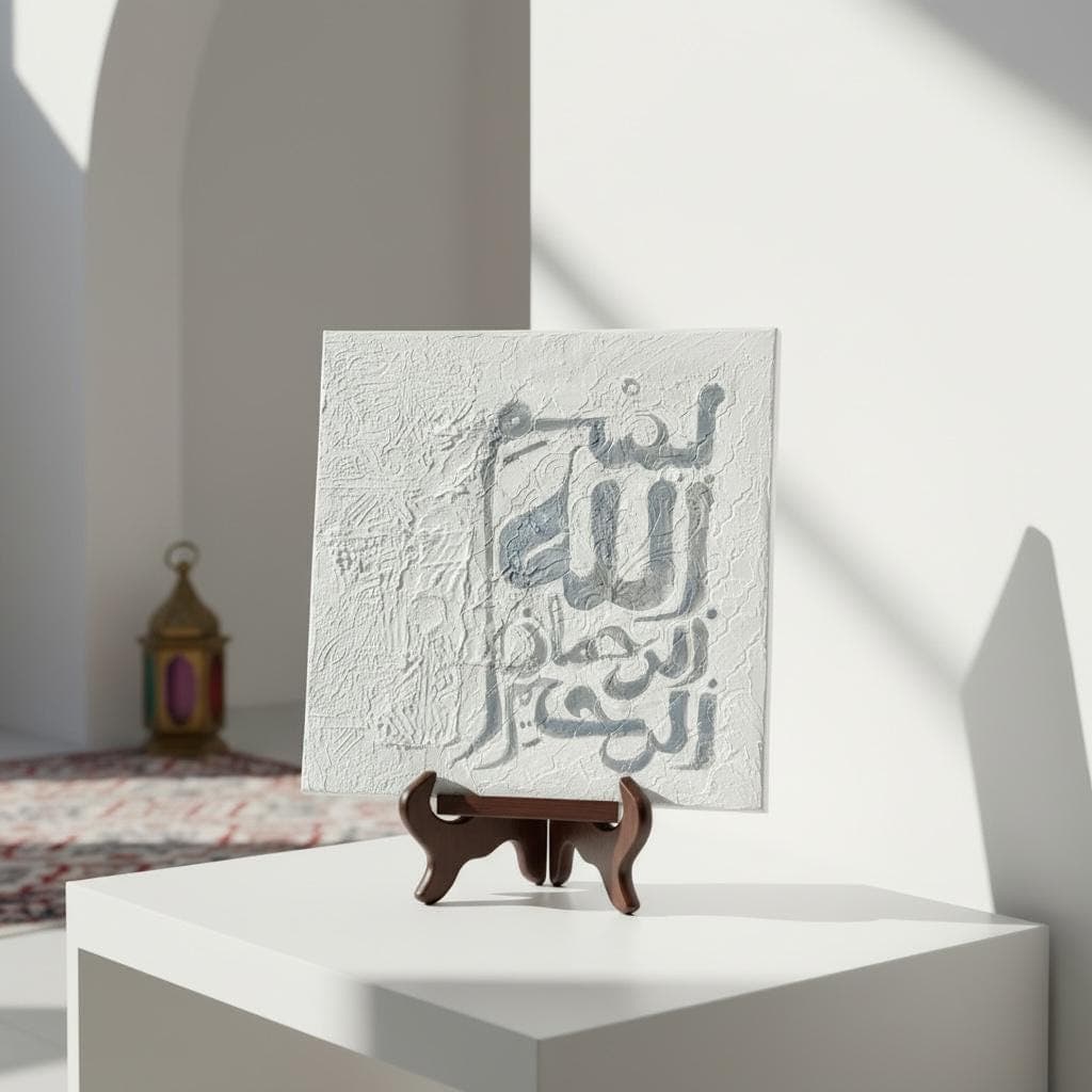 Bismillah Islamic Wall Art | Textured Arabic Calligraphy Canvas, Neutral Modern Islamic Decor - image 5