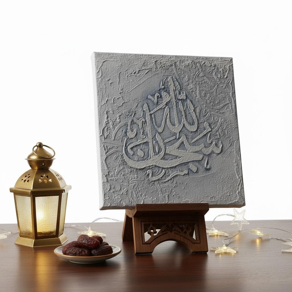 SubhanAllah Islamic Wall Art | Textured Arabic Calligraphy Canvas, Neutral Modern Islamic Decor - image 5