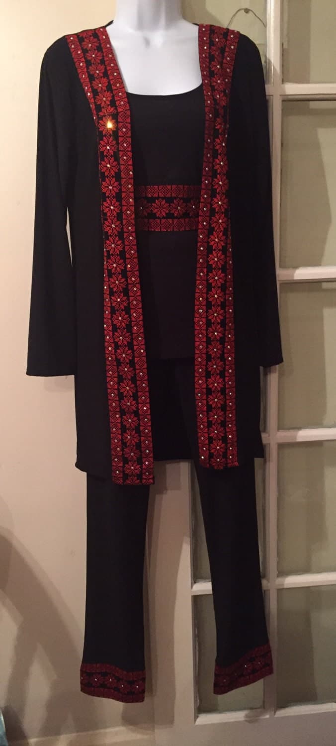 Black Suit - trousers, jacket, and Belt with Red Embroidery - image 5