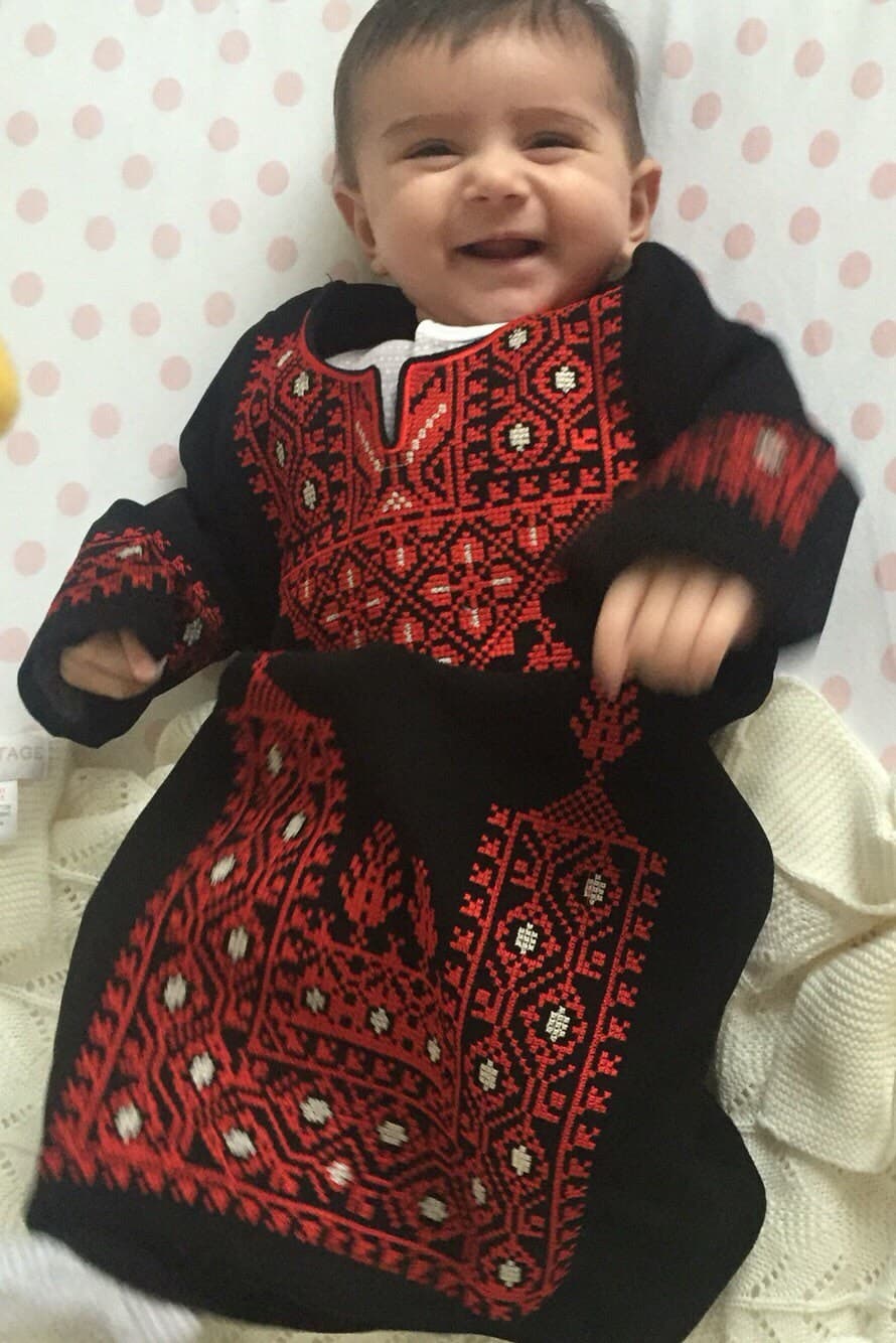 Girls traditional Palestinian dress / Thob / Thoub / Thoube with red embroidery / cross stitch - image 3
