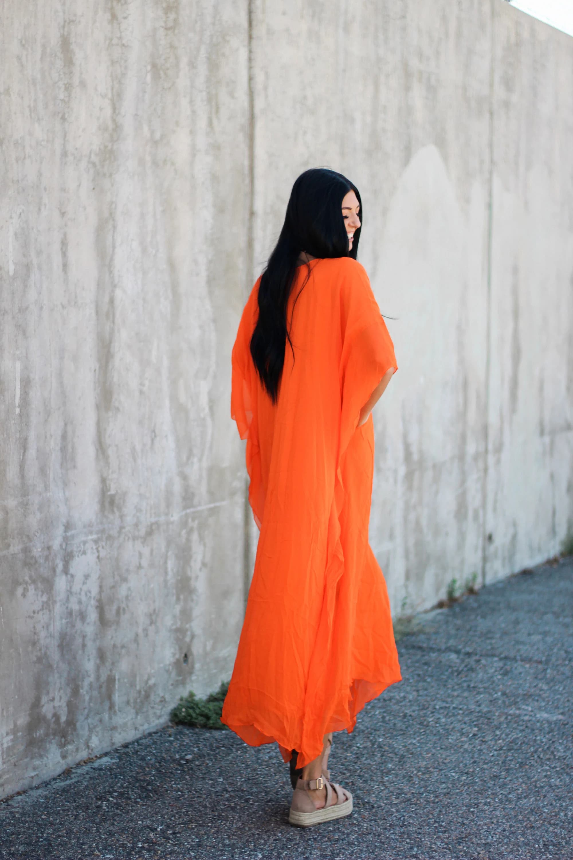 Orange Beaded Kaftan Dress, Indian Abaya, Plus Size Maxi - image 3