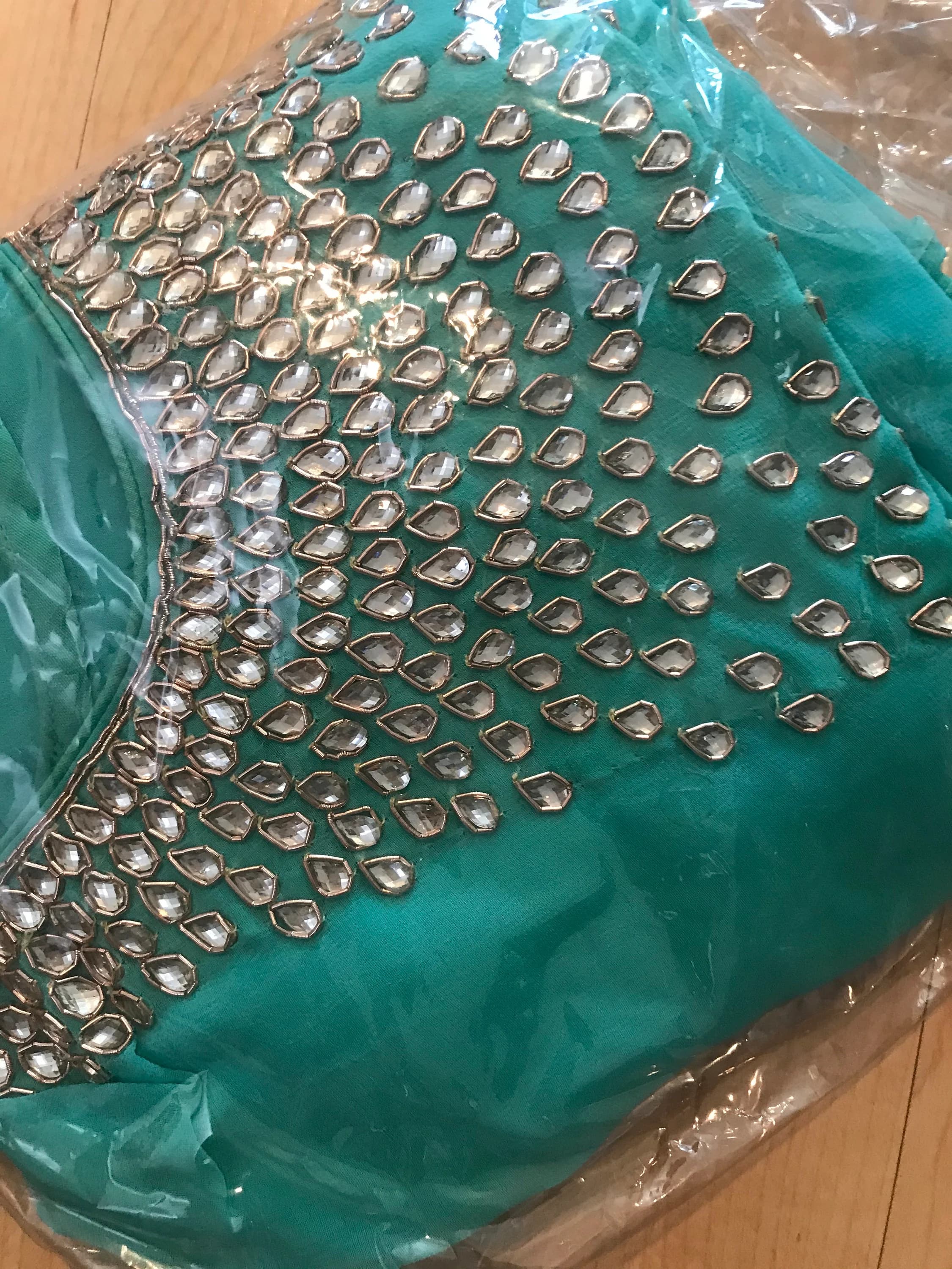 Teal Kaftan Maxi Dress, Plus Size Moroccan Clothing, Embroidered Crystal - image 4