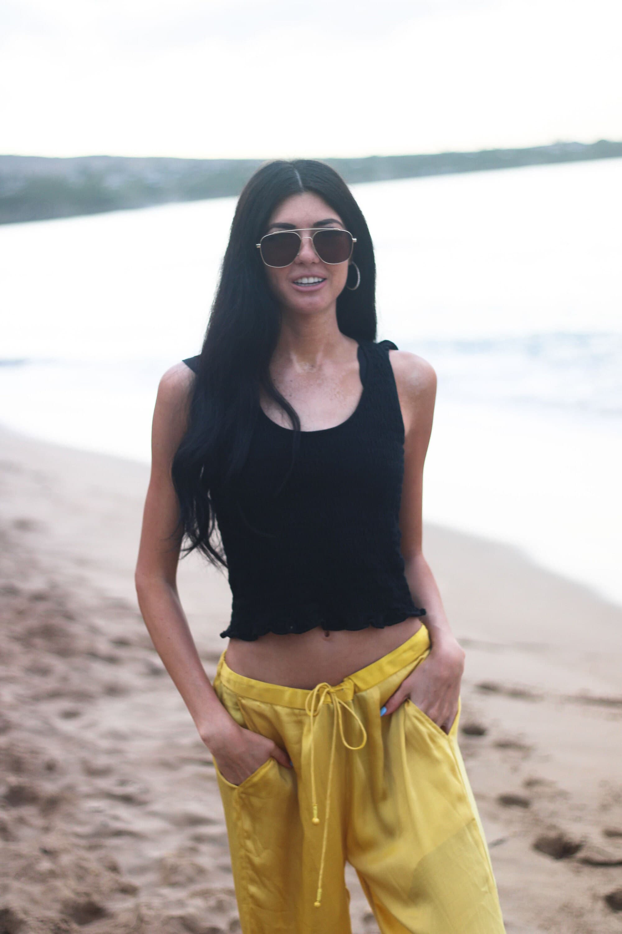 Yellow Silk Palazzo Pants, Bohemian Wide Leg Trousers - image 5