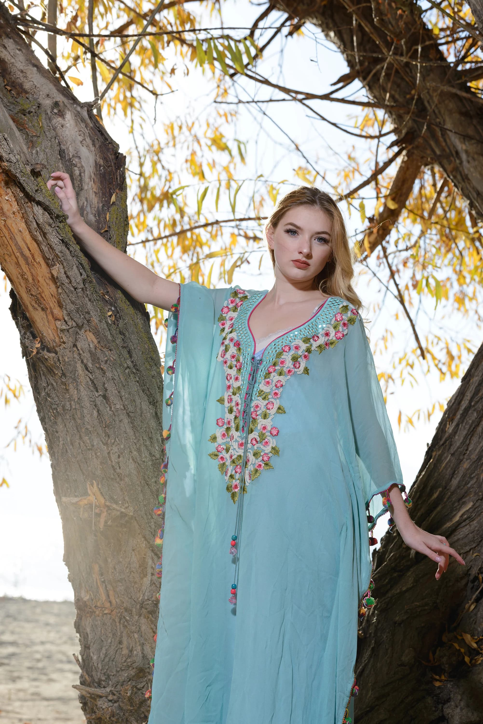 Pink Sequin Kaftan Dress, Floral Embroidered Maxi Abaya, Plus Size - image 2