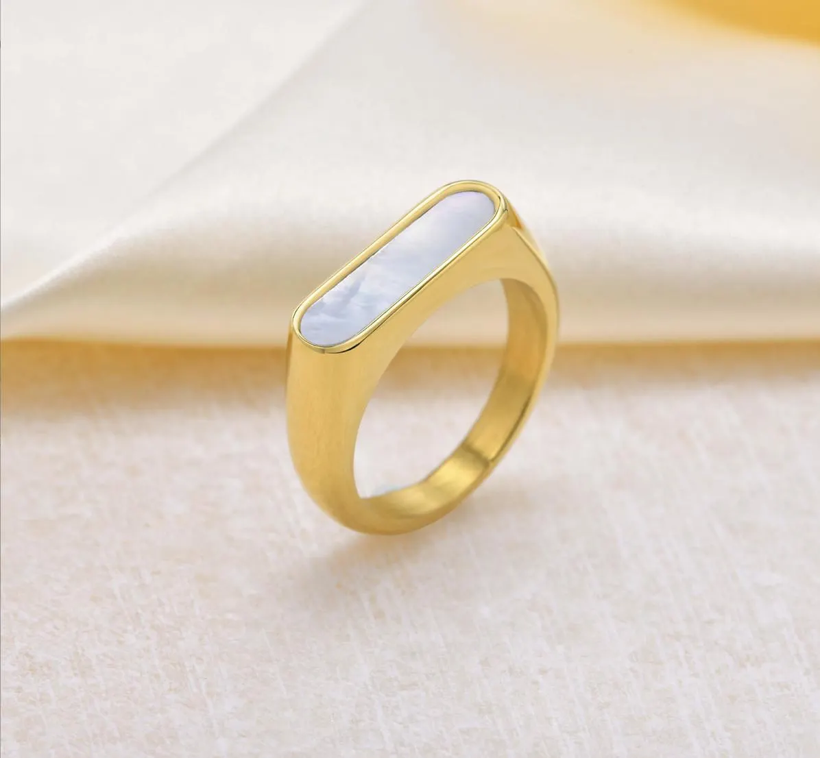 Stainless Steel Couple Rings, Rectangle Couple Rings, Back Onyx & White Pearl Rings, Custom Engraving Rings, YinYang Balance Rings. (R32) - image 4