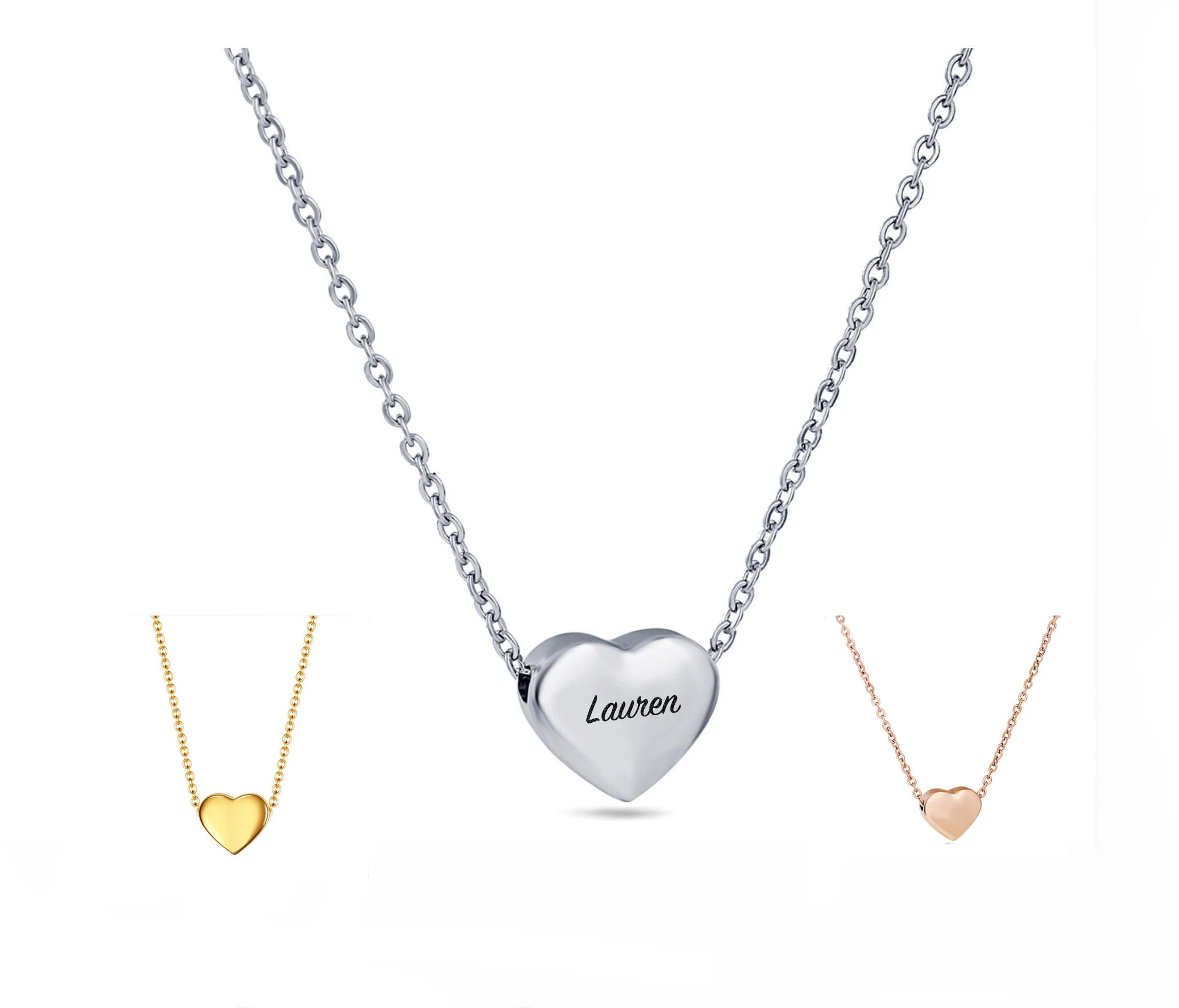 Personalized Heart  Necklace , Engraved  Initial Necklace,  Customized Stainless Steel Necklace, Gift for Her, Valentine's Day Gift (CN11)