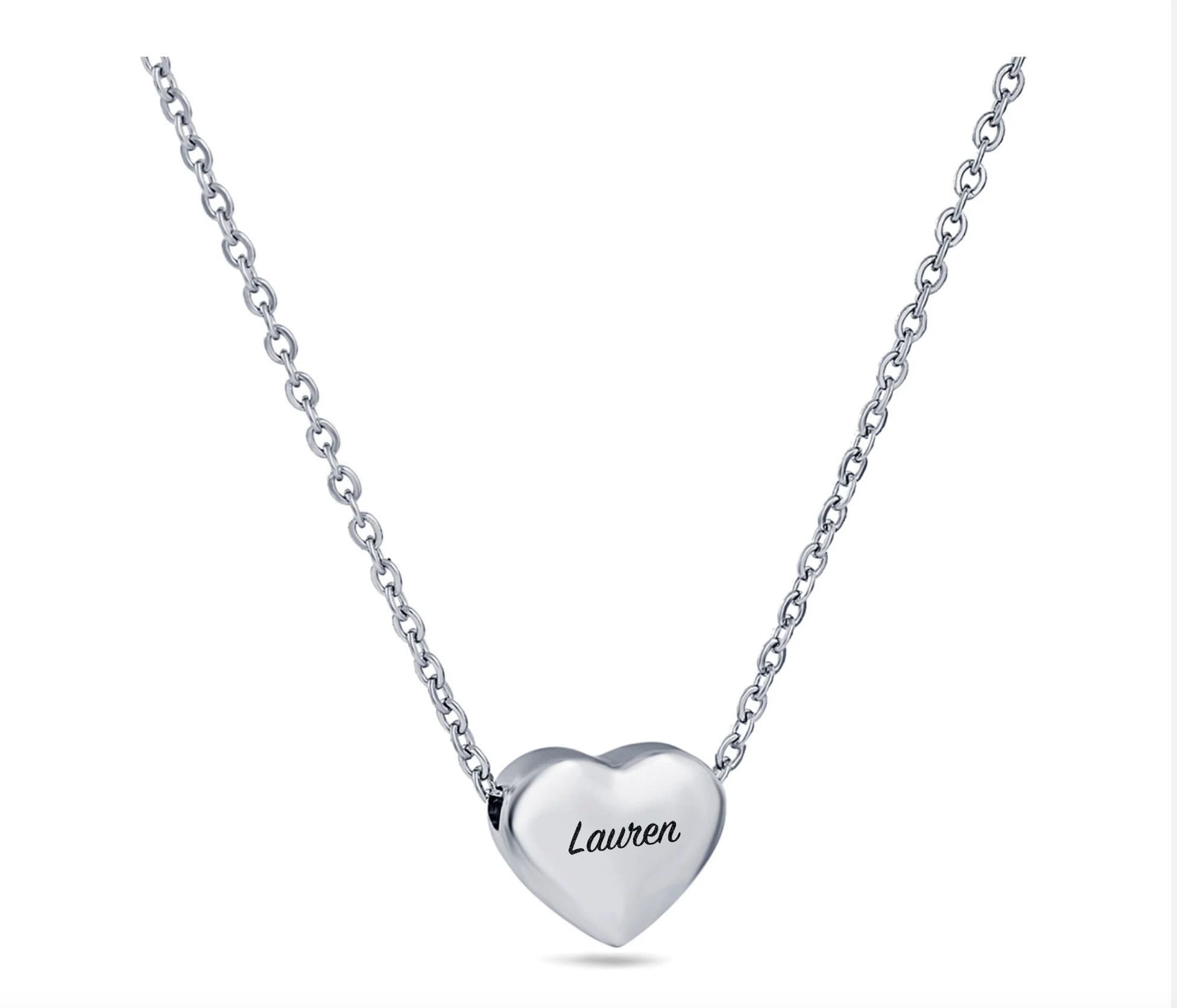 Personalized Heart  Necklace , Engraved  Initial Necklace,  Customized Stainless Steel Necklace, Gift for Her, Valentine's Day Gift (CN11) - image 4