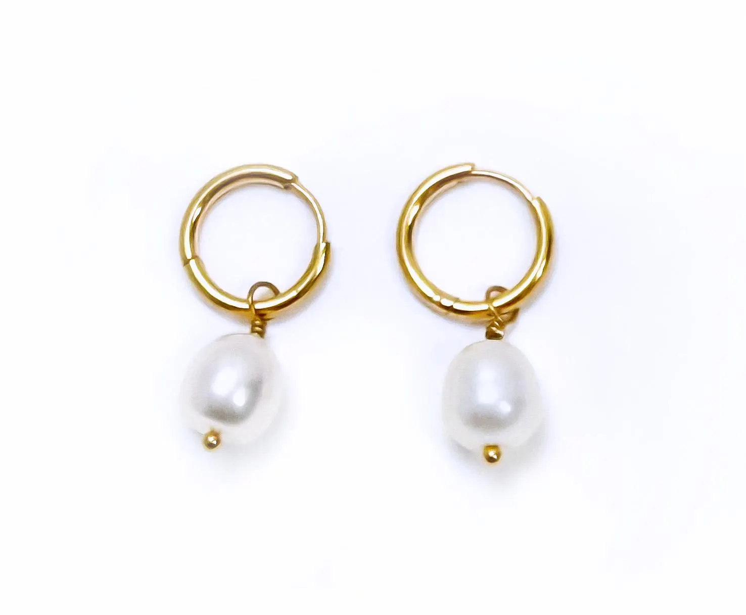 Freshwater Pearl Hoop Earrings,  Gold Hoop Pearl Earring, Dainty Pearl Drops Earrings, Mother's Day Gifts, Wedding Earrings  (ER04) - image 3