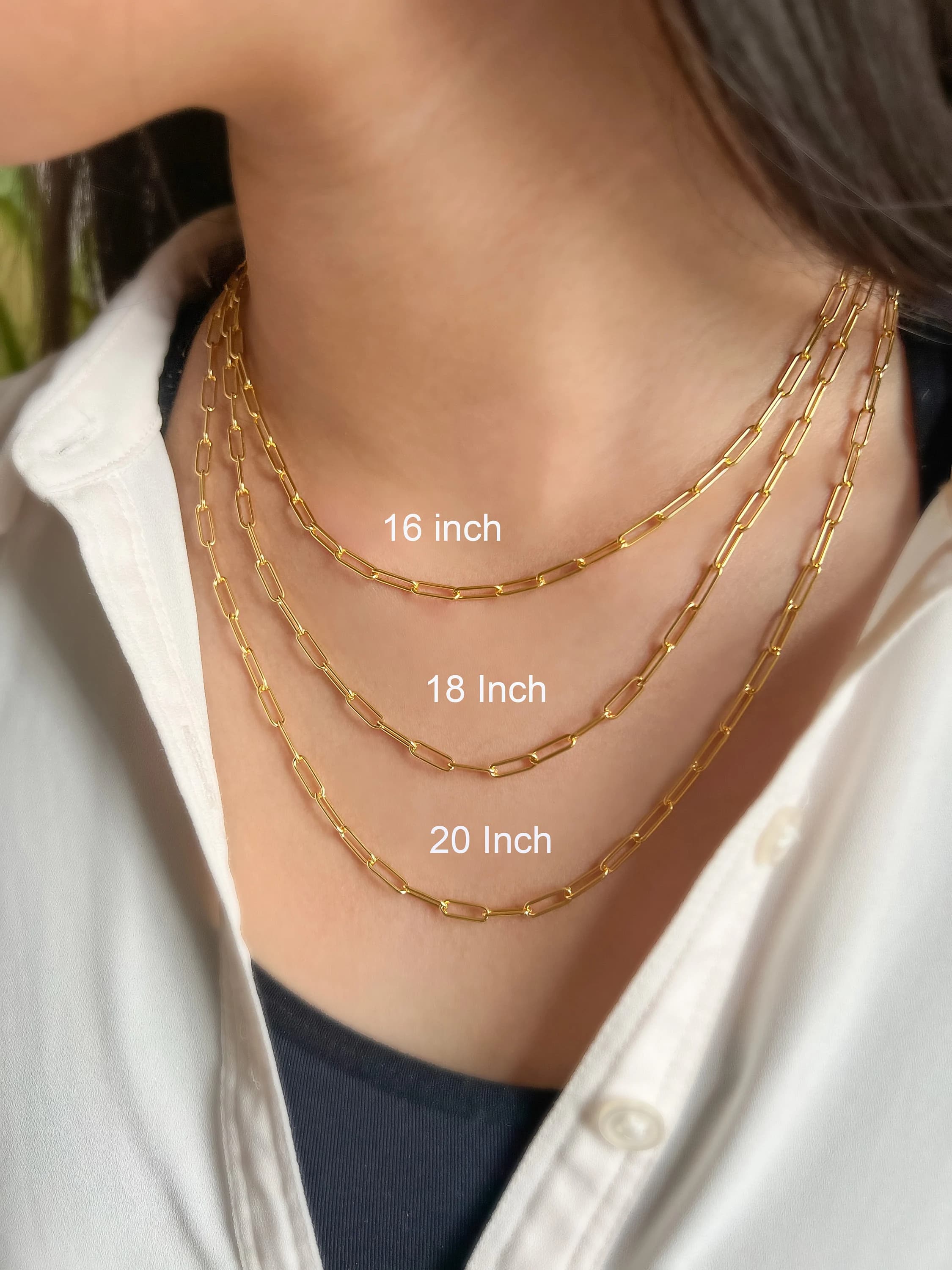 18K Gold Filled Sterling Silver Paperclip Chain,  18K Gold Paper Clip Chain, 3.0mm with Gold Layering Necklace, Gift for her(C10) - image 4