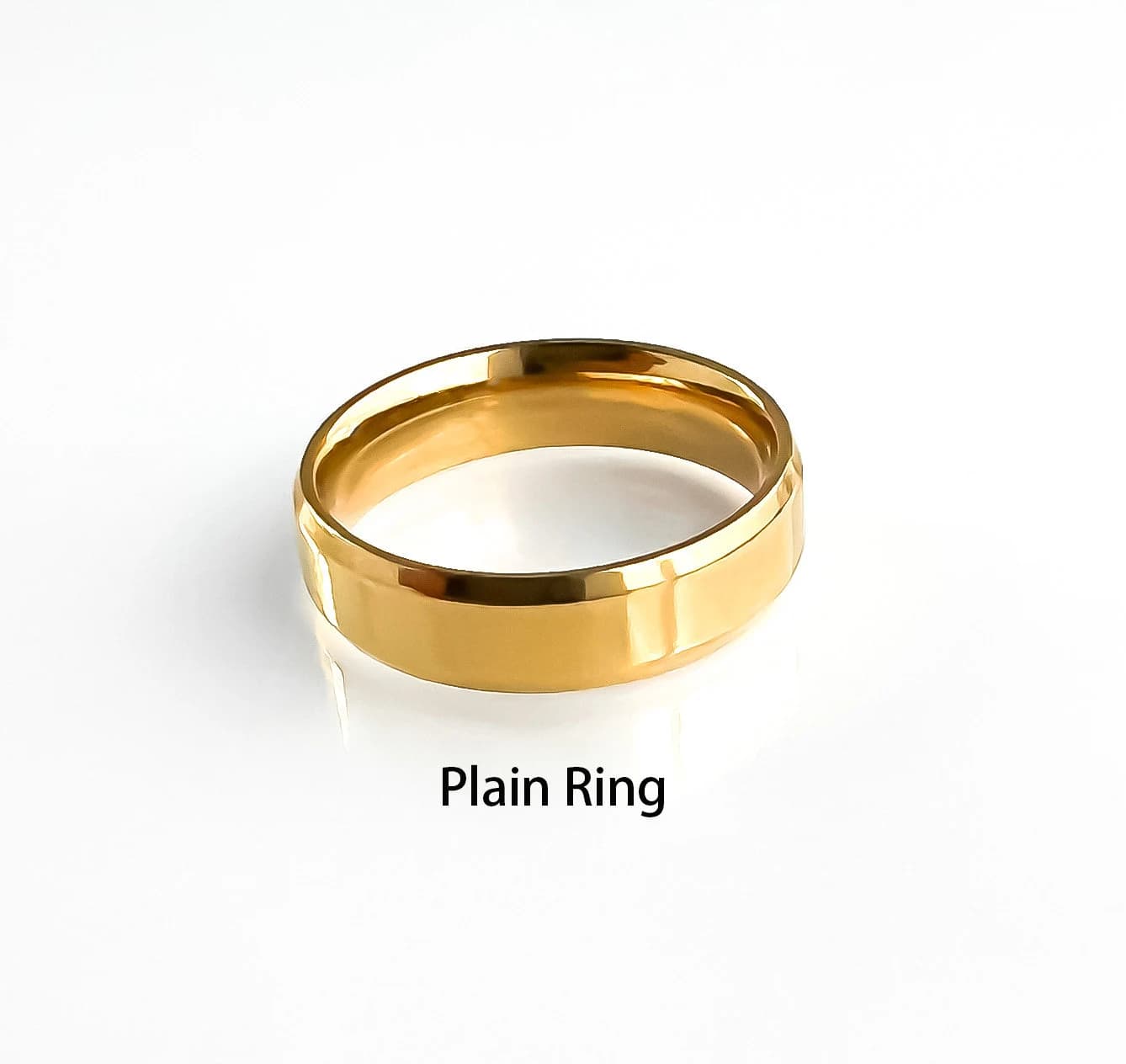 High Polished Flat Gold Wedding Band, 14k Gold plated stainless steel rings,Personalization rings,  engraved rings,  Valentine's day  gifts - image 3