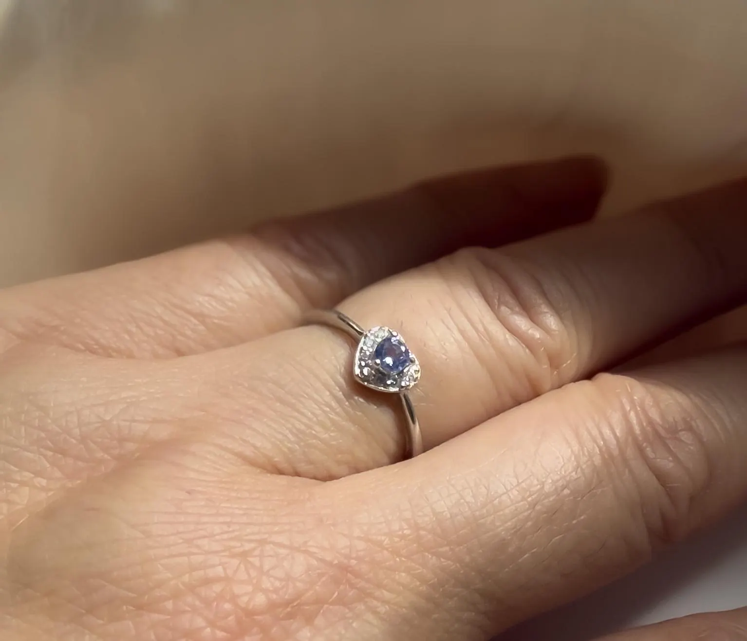 Natural Tanzanite 925 Sterling Silver Ring, Heart Light Purple Silver Ring, Adjustable Heart Tanzanite Ring, Engagement Promise Ring (SR07) - image 5