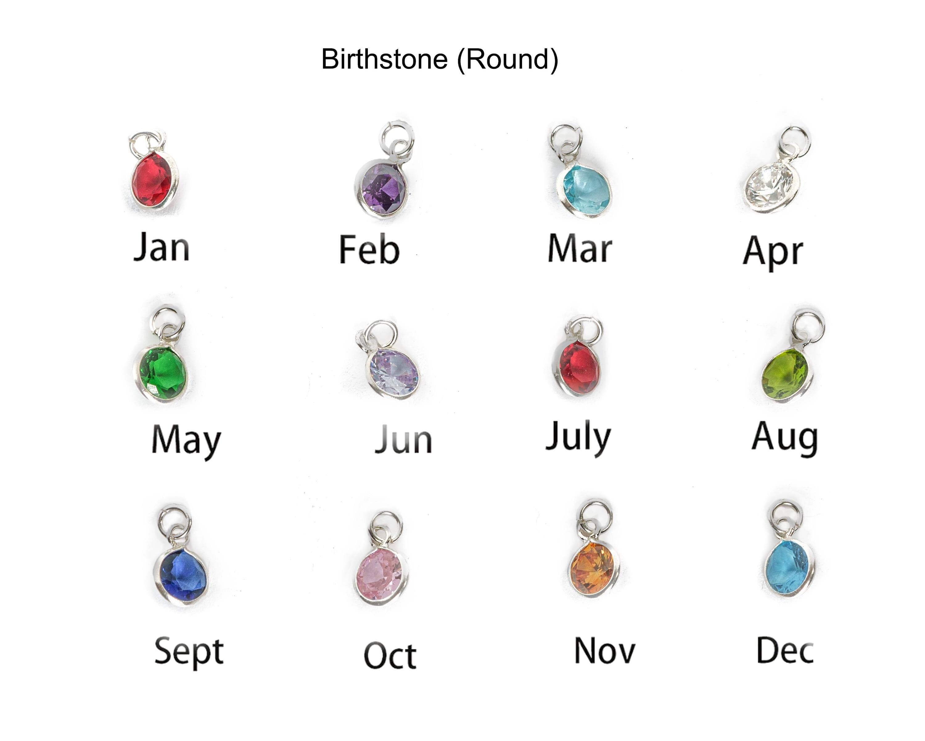 925 Sterling Silver Crystal Birthstone Charm, Bracelet or Anklet Charm, Round, Marquise Cut, Navette Shape, Heart Shape Charms (CN17) - image 4