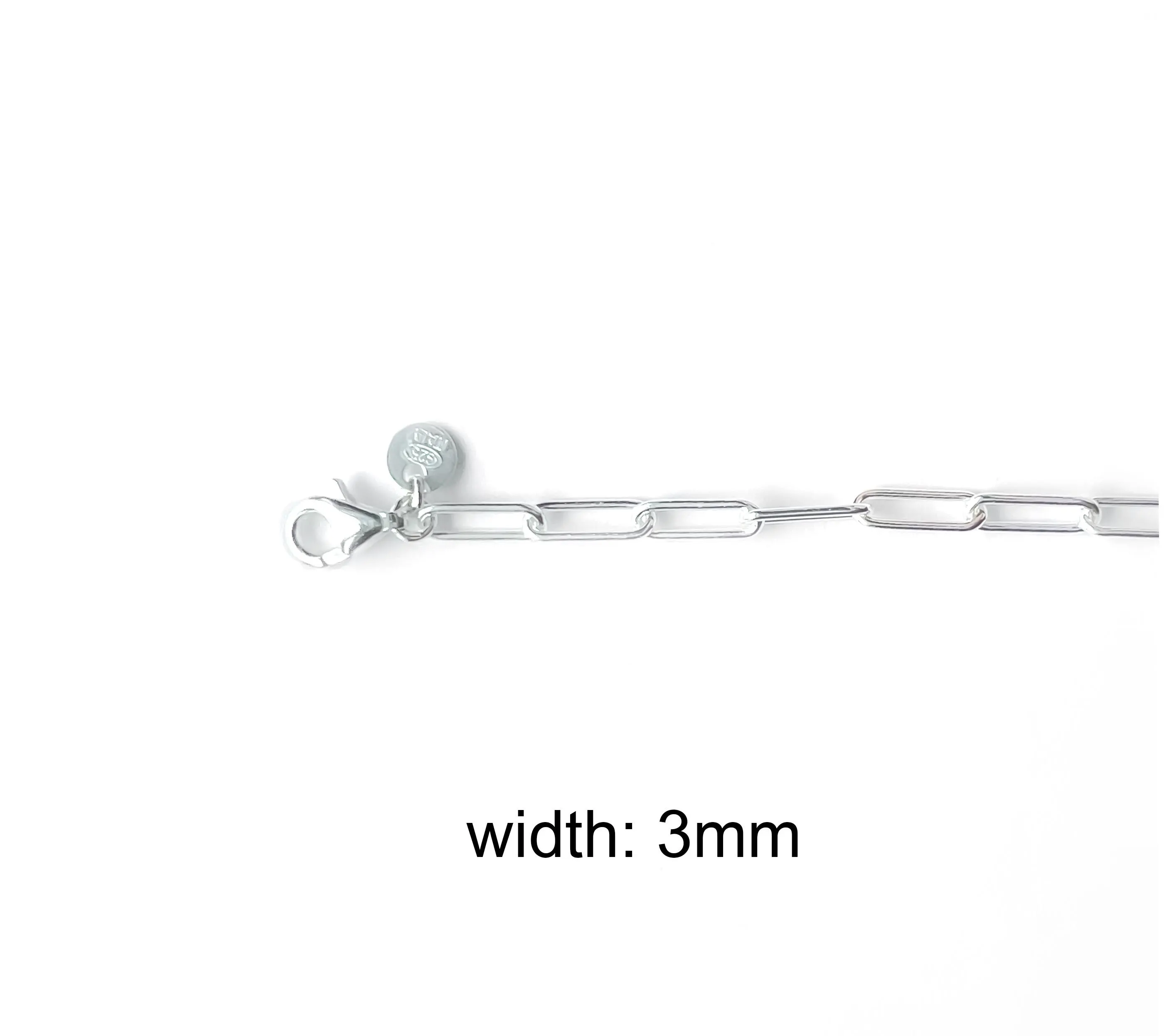 Paperclip Chain Bracelet,  925 Sterling Silver  Bracelet，Cable Link Bracelet,  Gift for Her , Birthday Gift , Christmas Gift ( B03) - image 3