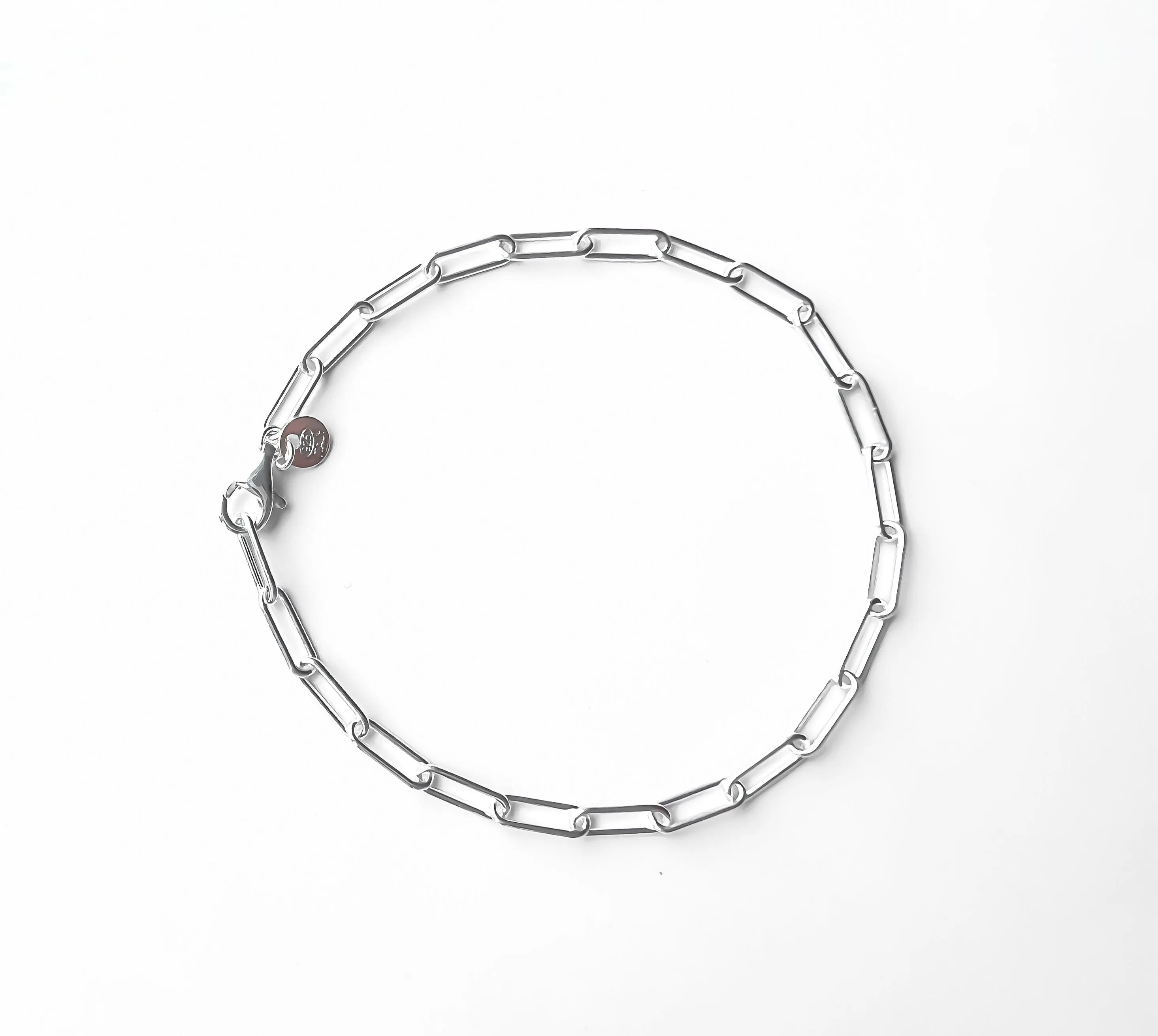 Paperclip Chain Bracelet,  925 Sterling Silver  Bracelet，Cable Link Bracelet,  Gift for Her , Birthday Gift , Christmas Gift ( B03)