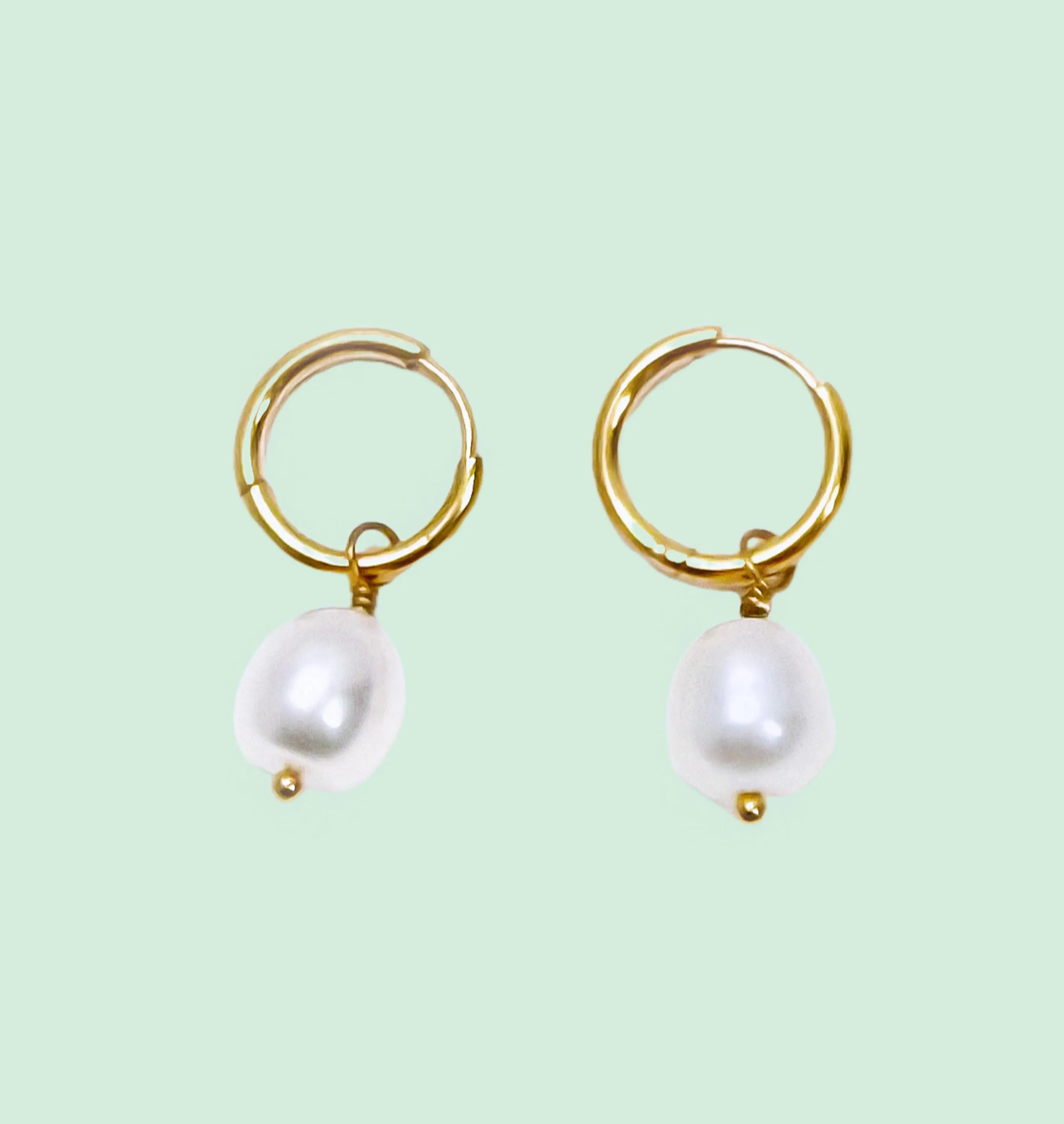 Freshwater Pearl Hoop Earrings,  Gold Hoop Pearl Earring, Dainty Pearl Drops Earrings, Mother's Day Gifts, Wedding Earrings  (ER04)
