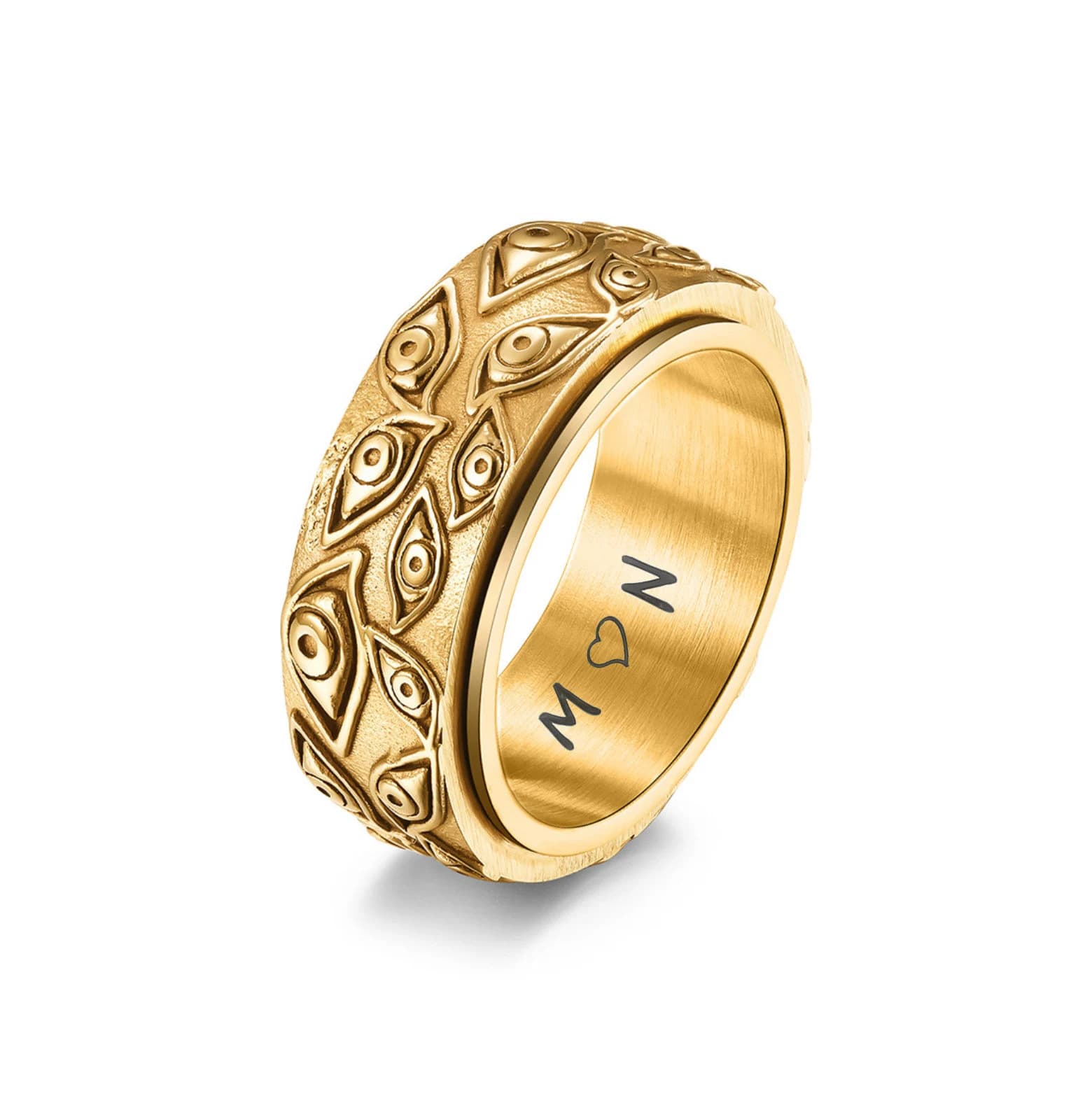 Stainless Steel Spinner Evil Eye Ring, Custom Engraving  Ring, Hamsa Ring, Gold Evil Eye Ring, Fidget Ring, Protection Ring (R27) - image 3