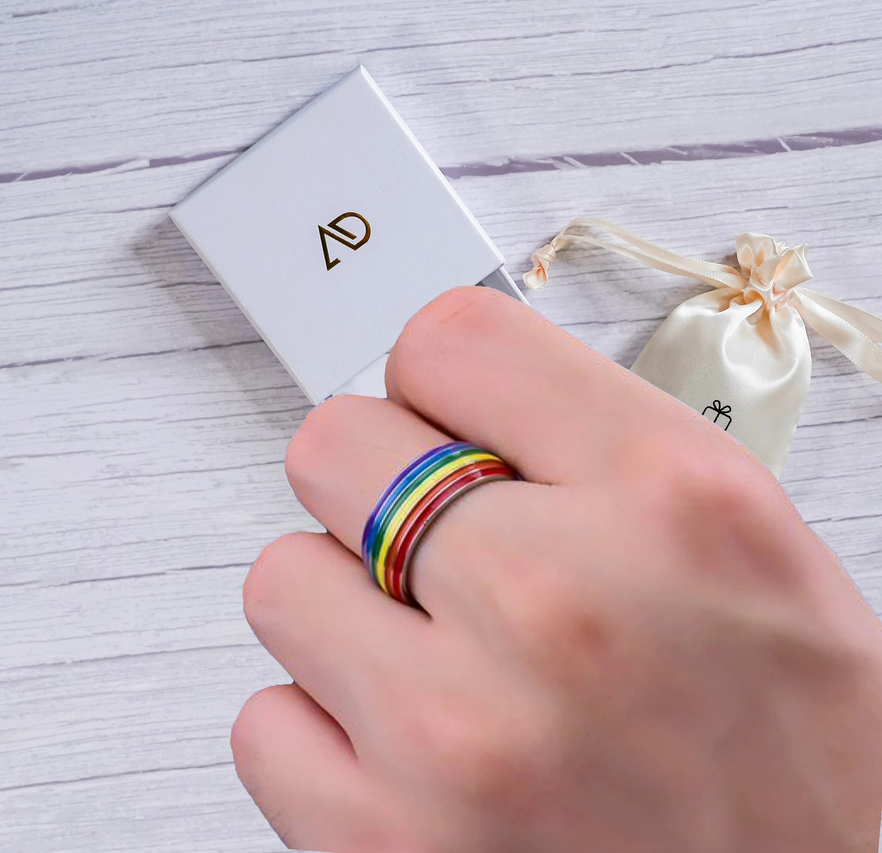 Stainless Steel Rainbow Ring, Bisexual Pride Ring, Personalized Engraved Ring, Gay Wedding Ring , LGBT Rings, 2SLGBTQIA+ Rings (R11) - image 5
