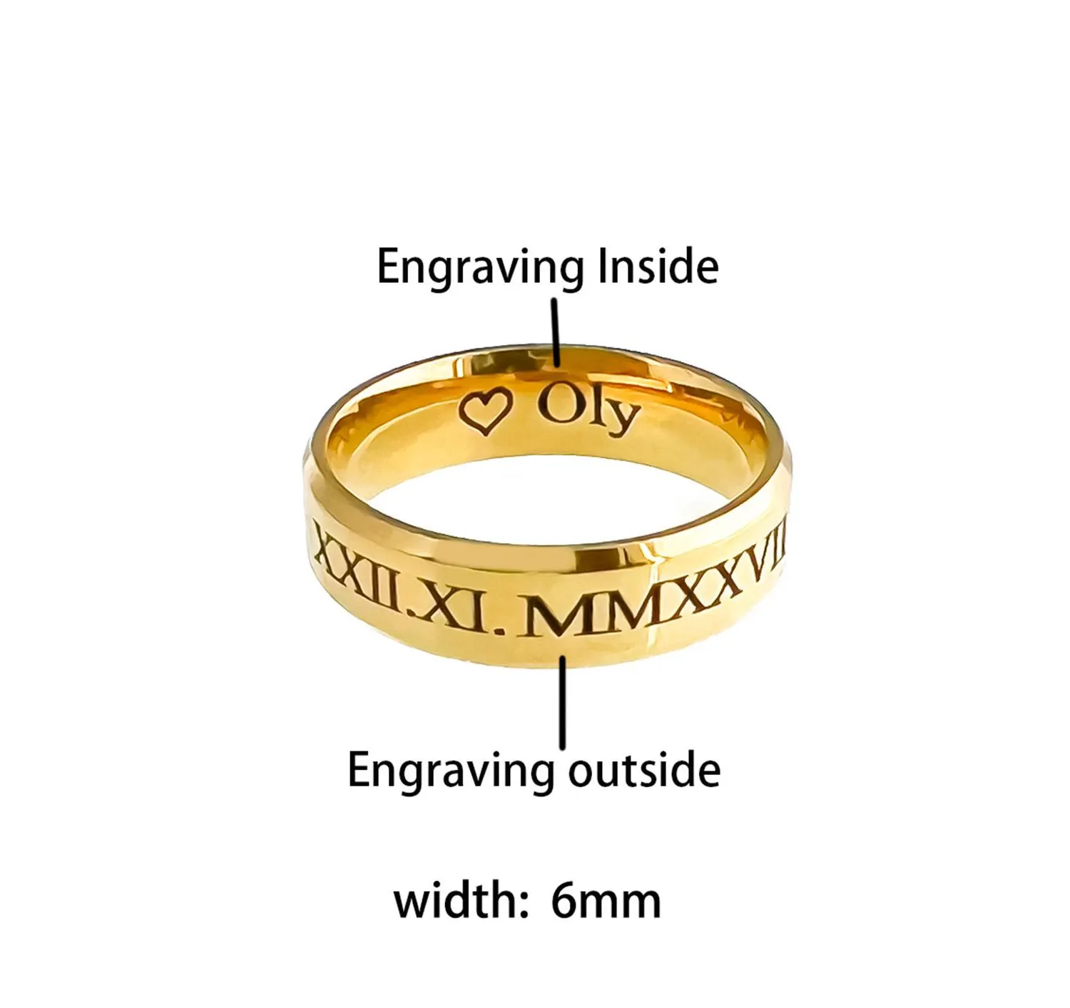 Stainless Steel Gold Rings, Promise Gold Couple Rings, 18K Gold Plated Stainless Steel Ring, Customized Rings.**Half size unavailable. (R01) - image 4