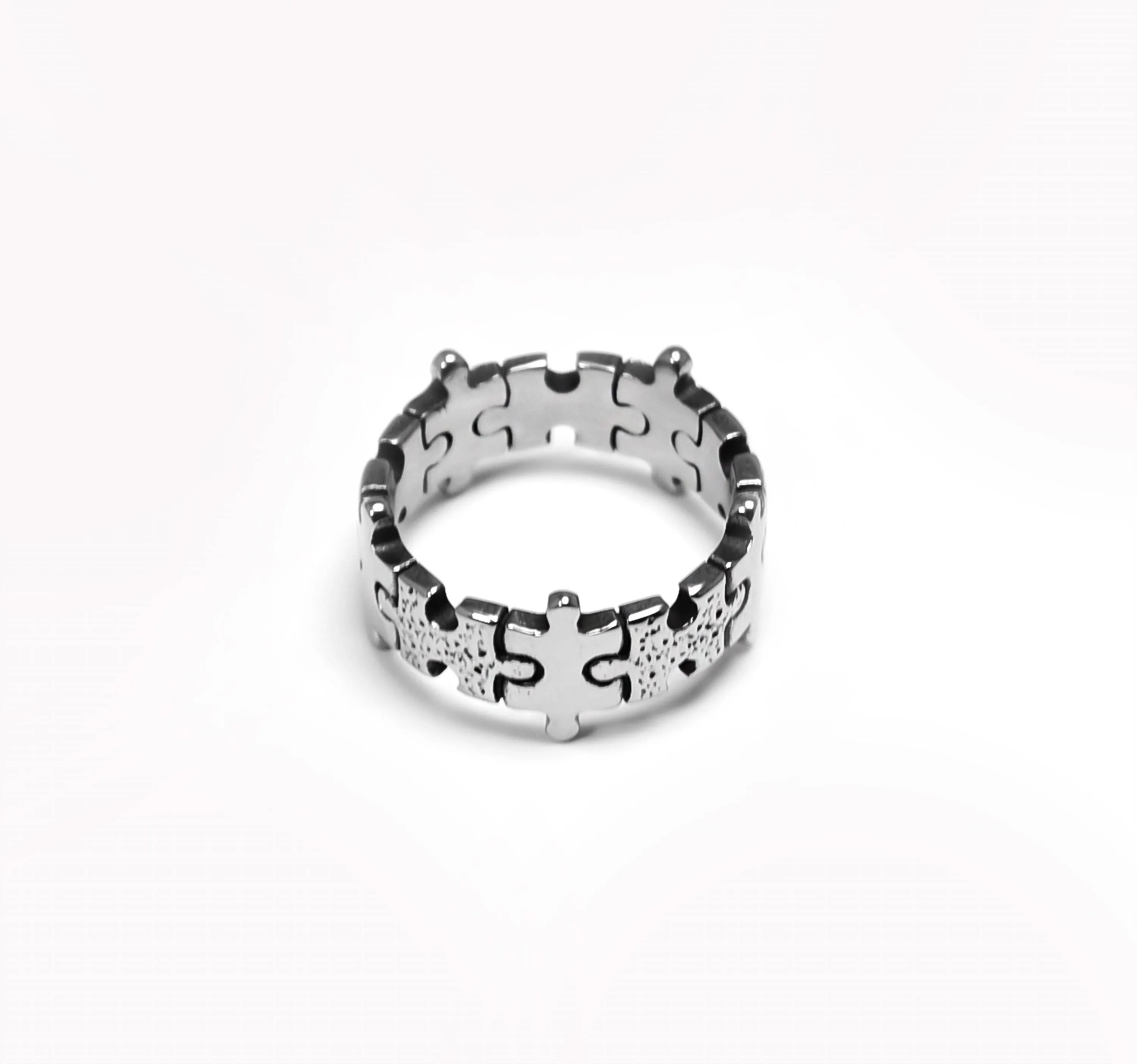 Stainless Steel Puzzle Ring, Interlocking Ring,  Unique Unisex Band, Minimalist Statement Jewelry, Unique Gift    (R15)