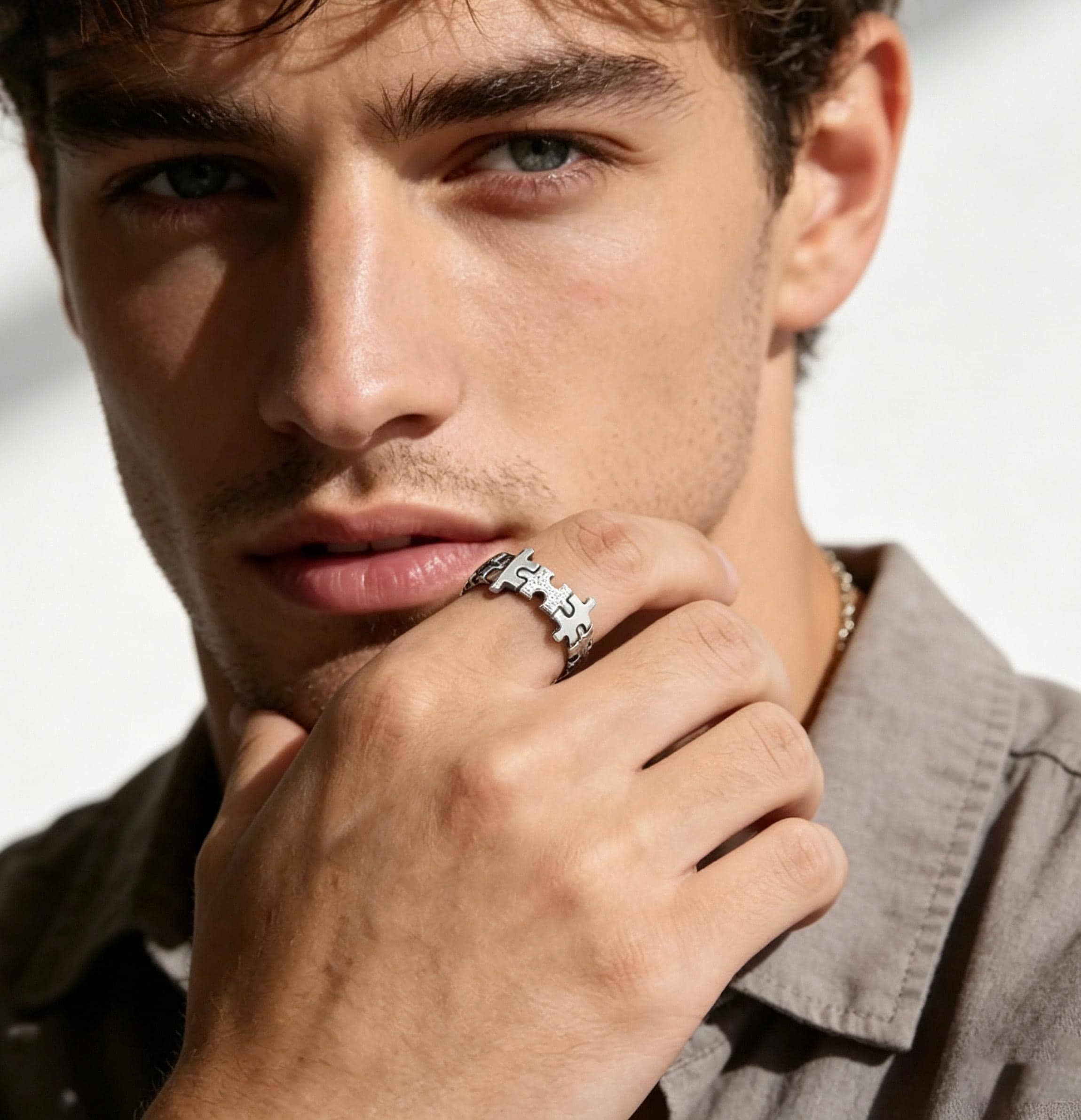 Stainless Steel Puzzle Ring, Interlocking Ring,  Unique Unisex Band, Minimalist Statement Jewelry, Unique Gift    (R15) - image 5